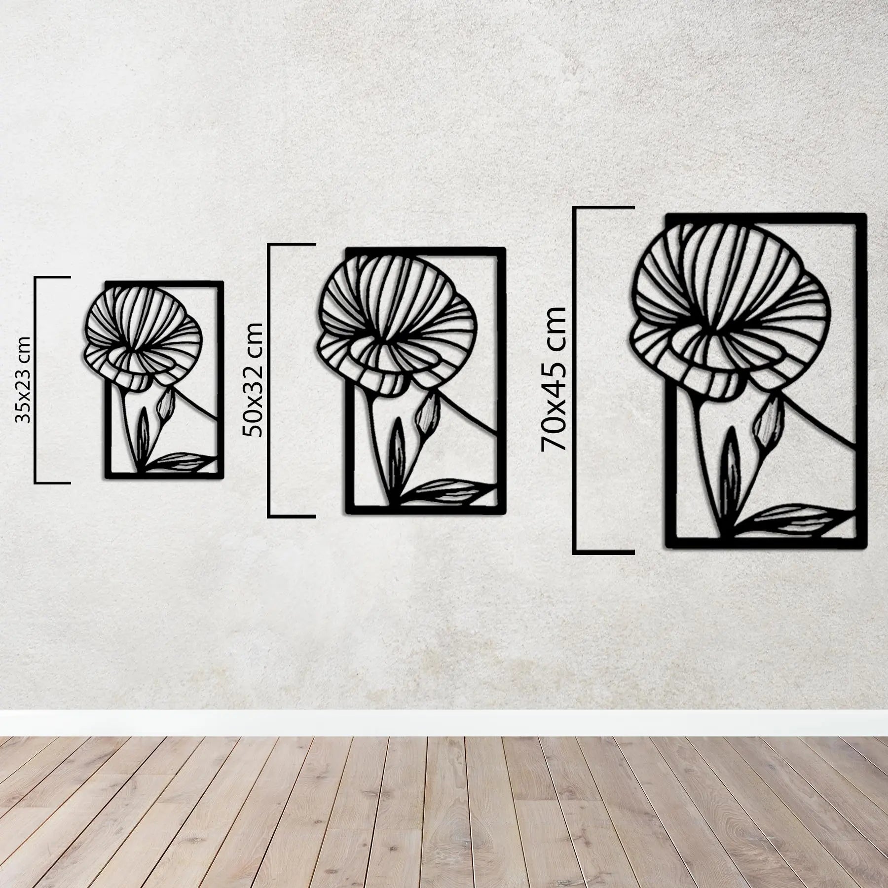 Çiçeklerin Sessiz Melodisi – 4'lü Metal Duvar Dekoru Laser Artique