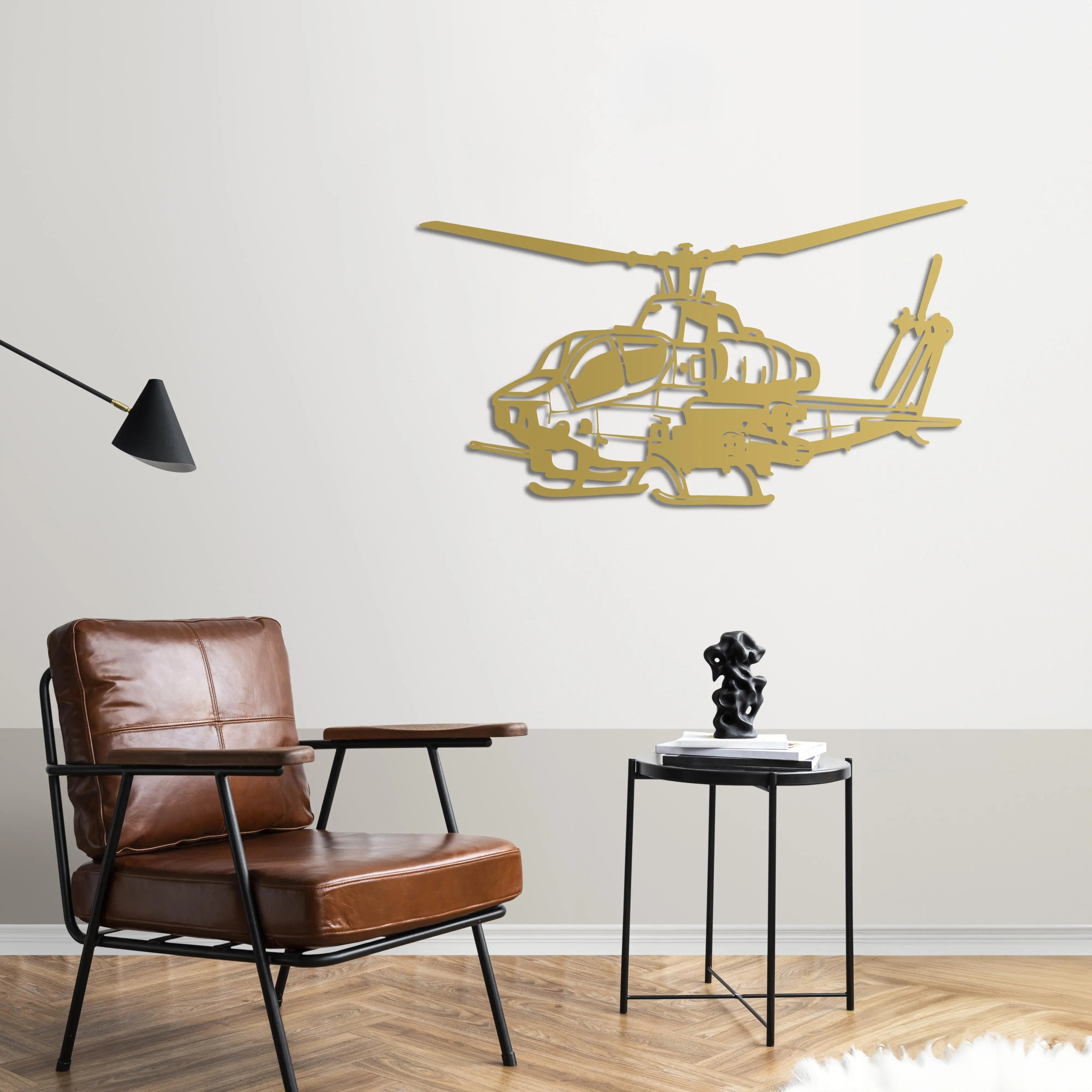 AH-1W Super Cobra Helikopter Metal Duvar Dekoru Laser Artique