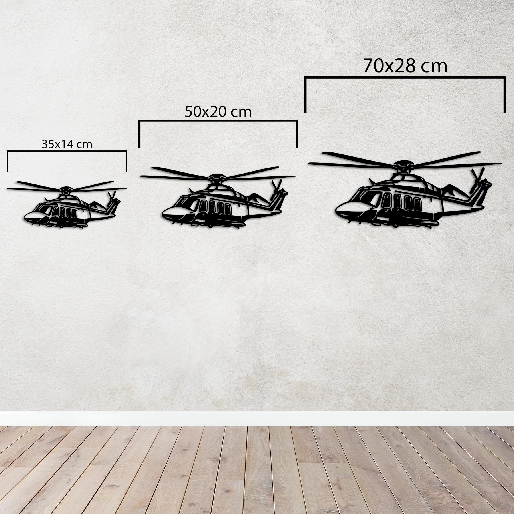 AW139 Helikopter Metal Duvar Dekoru