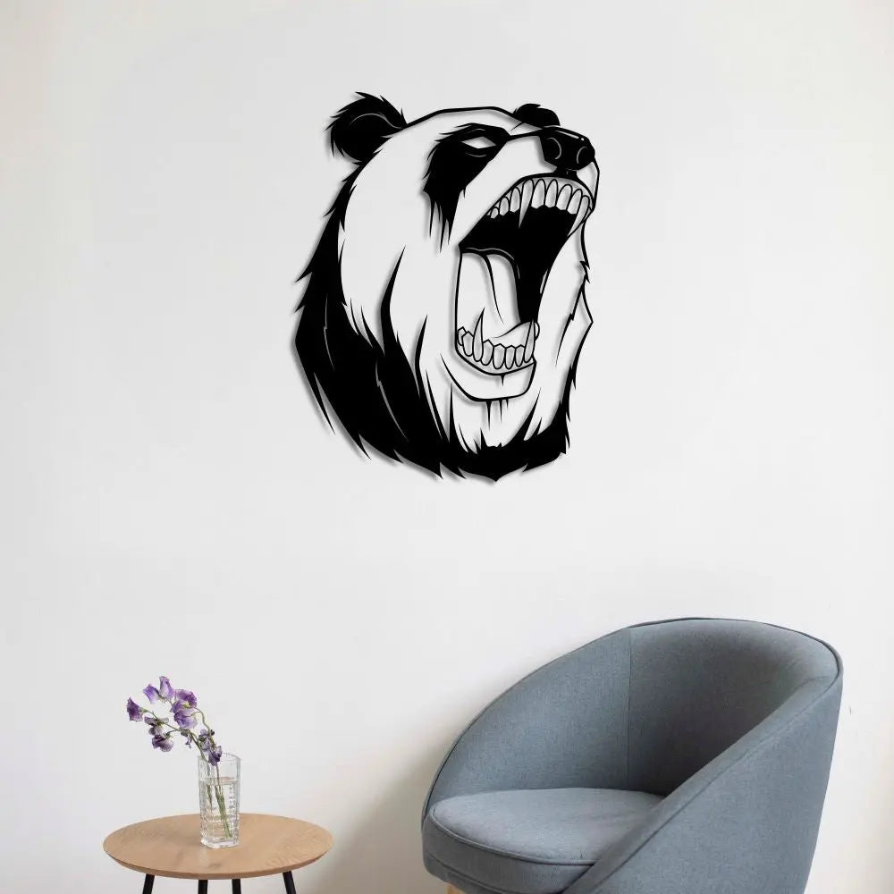 Vahşi Ruh Panda Metal Duvar Dekoru Laser Artique