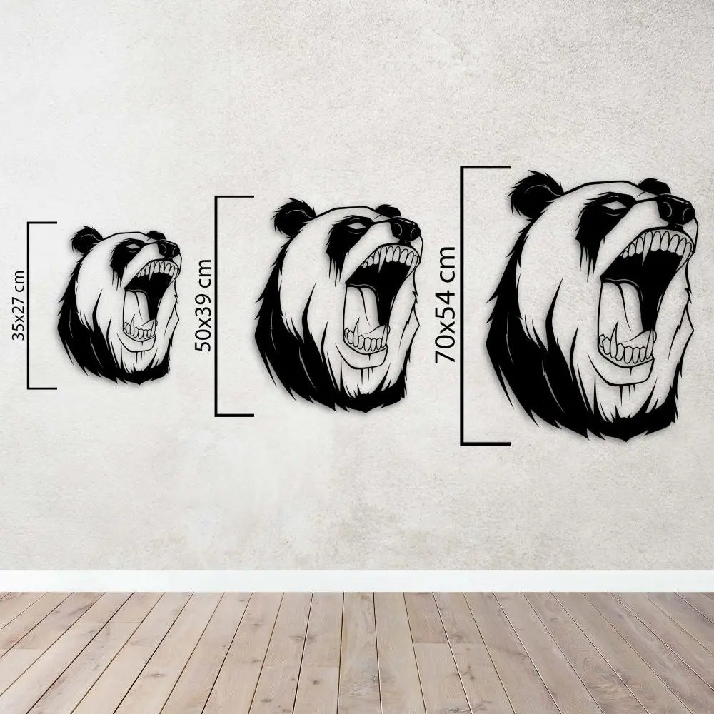 Vahşi Ruh Panda Metal Duvar Dekoru Laser Artique
