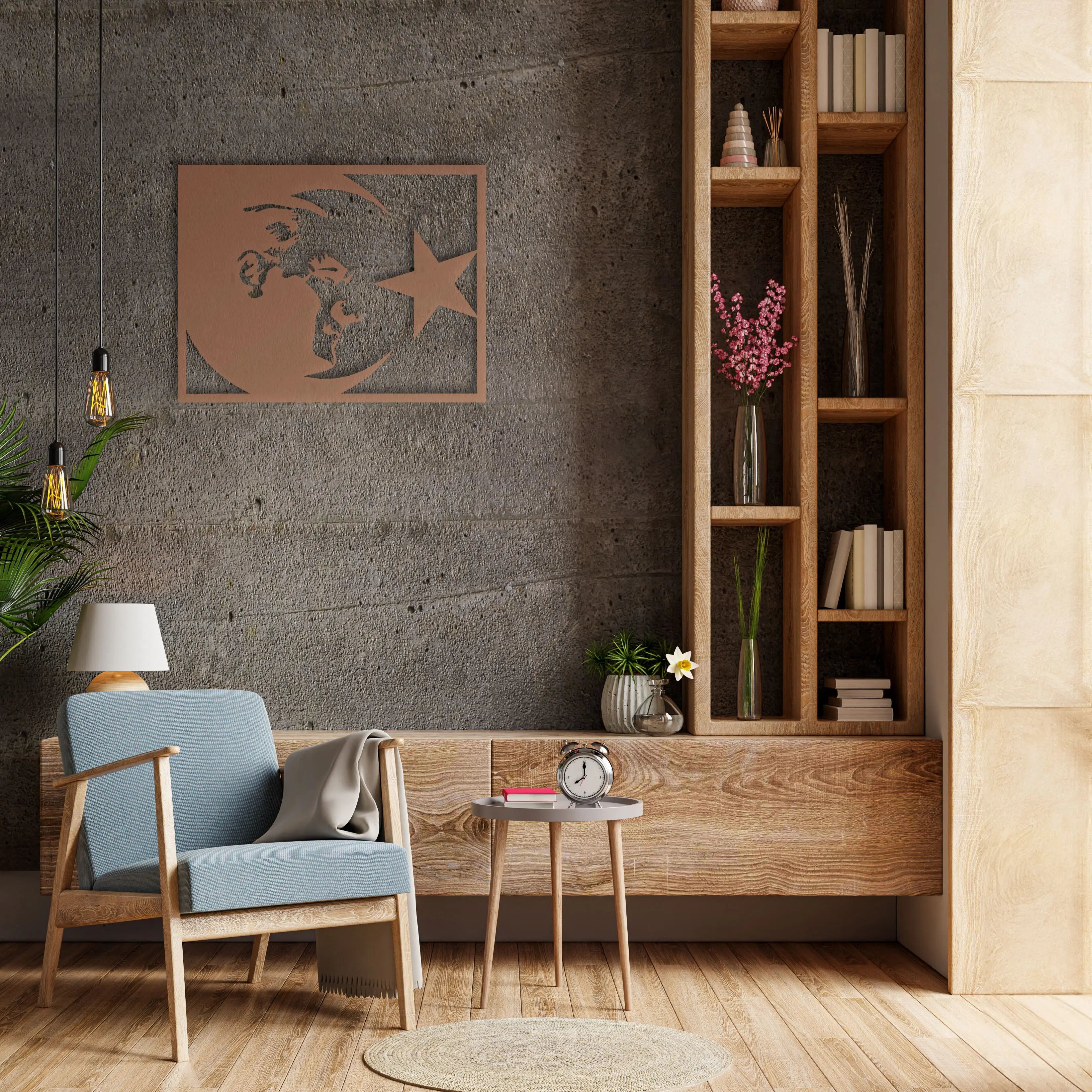 Atatürk ve Bayrak Metal Duvar Dekoru Laser Artique