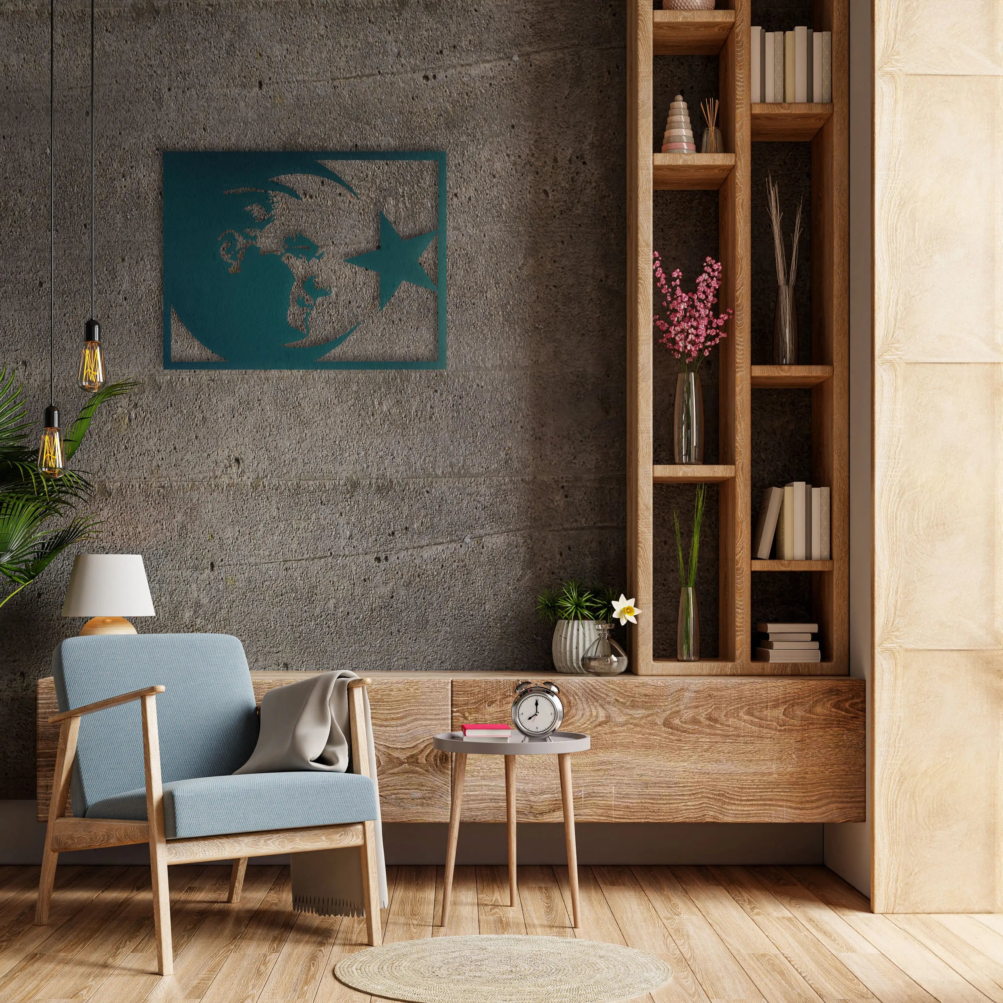 Atatürk ve Bayrak Metal Duvar Dekoru Laser Artique