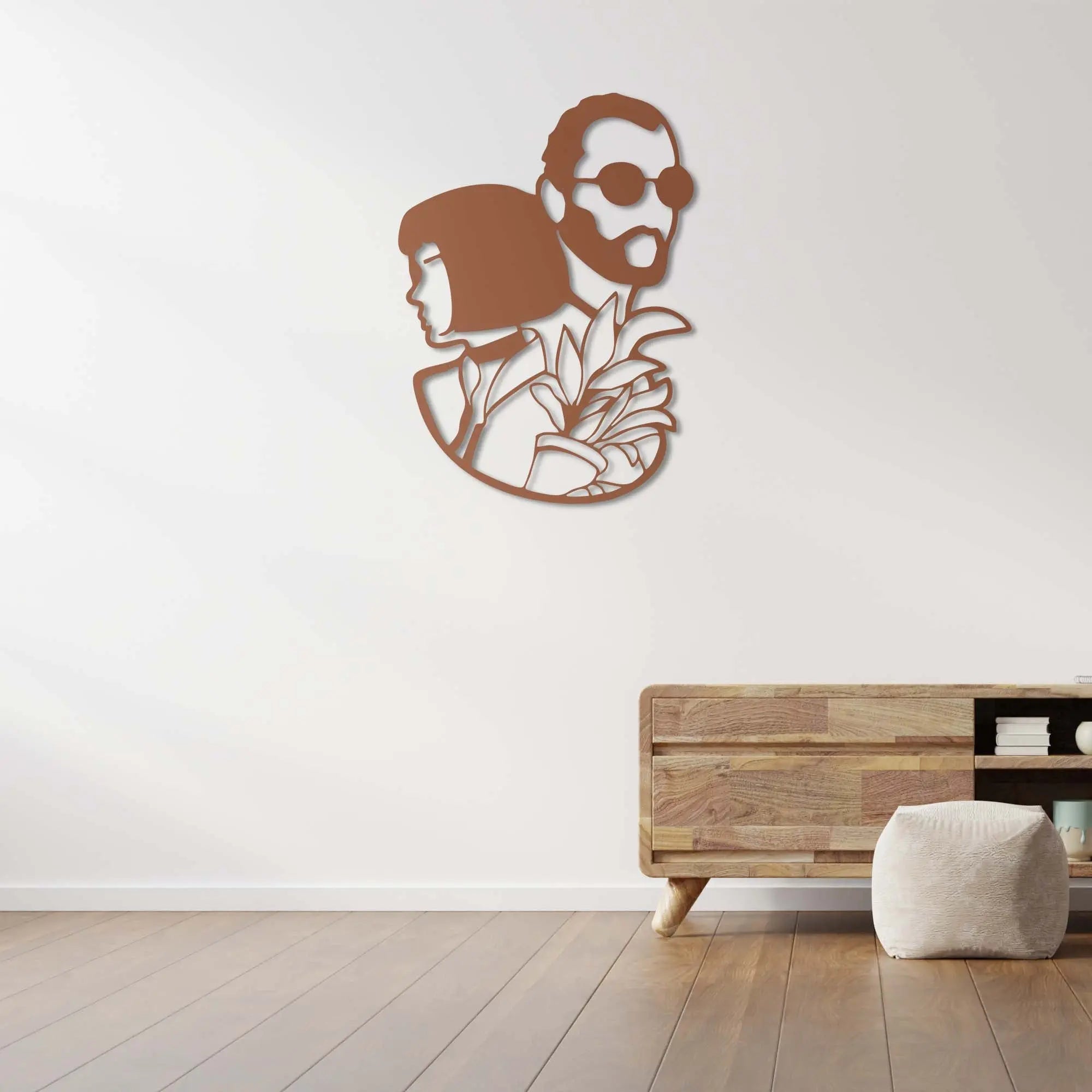 Kadın ve Adam – Minimal Silüet Metal Duvar Dekoru Laser Artique