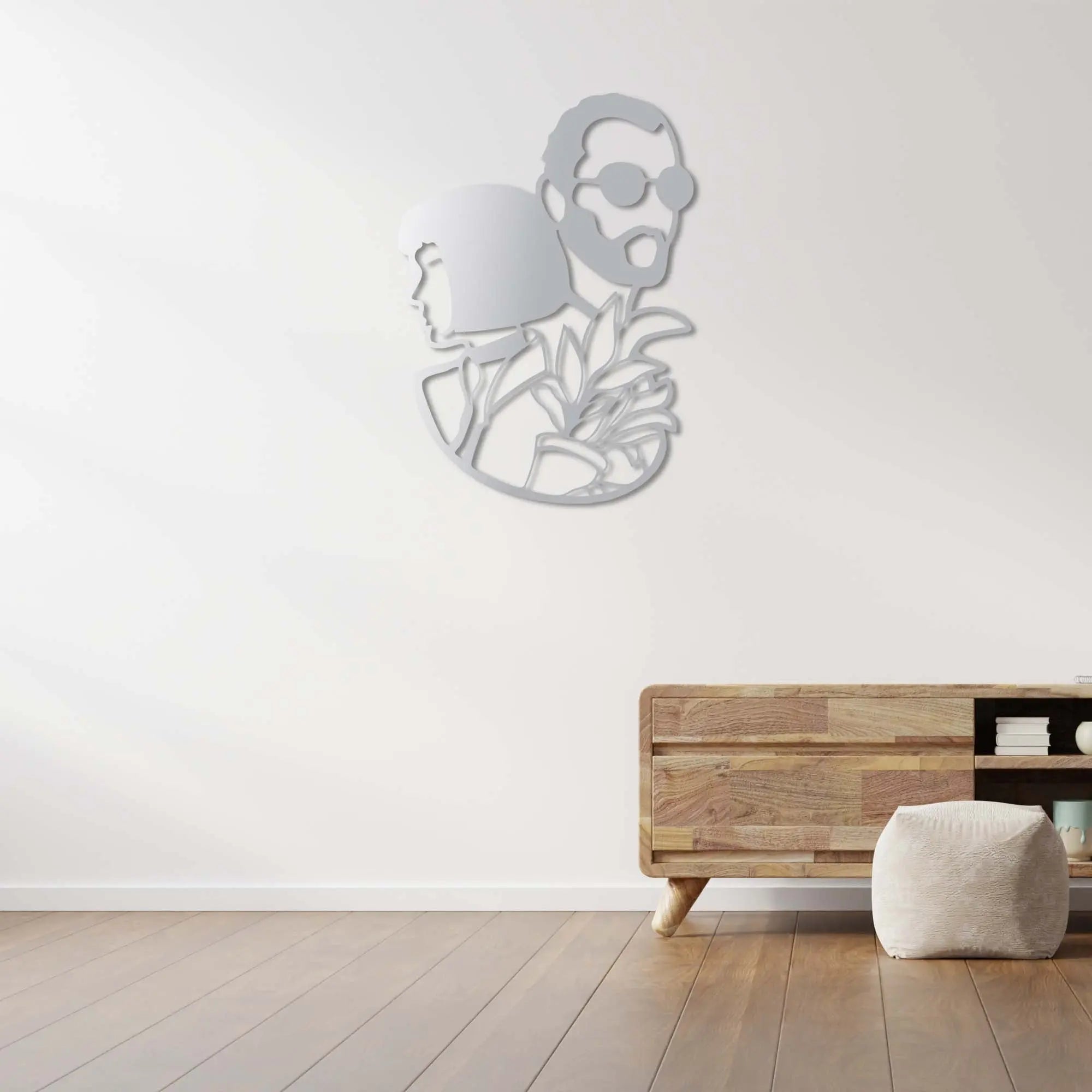 Kadın ve Adam – Minimal Silüet Metal Duvar Dekoru Laser Artique