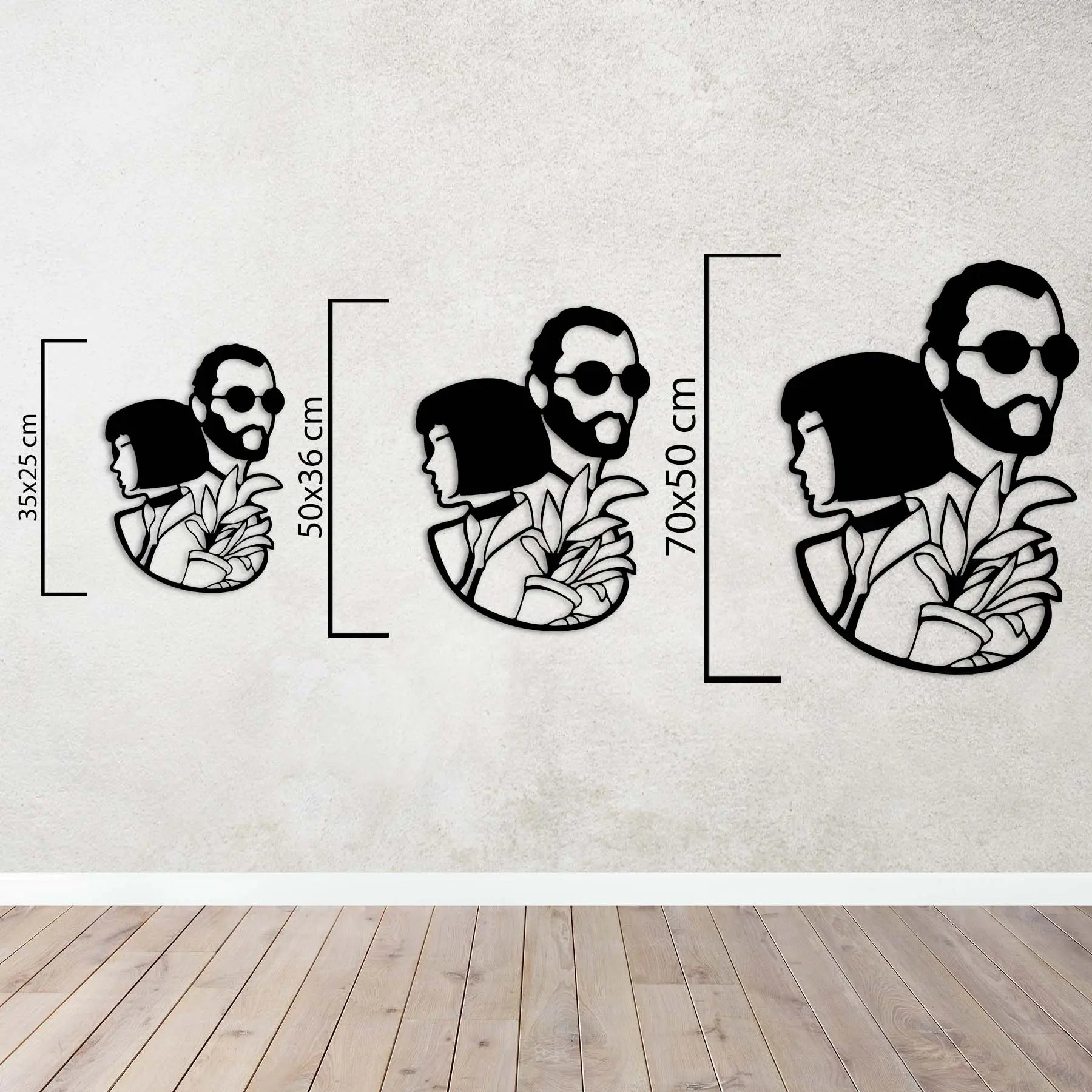 Kadın ve Adam – Minimal Silüet Metal Duvar Dekoru Laser Artique