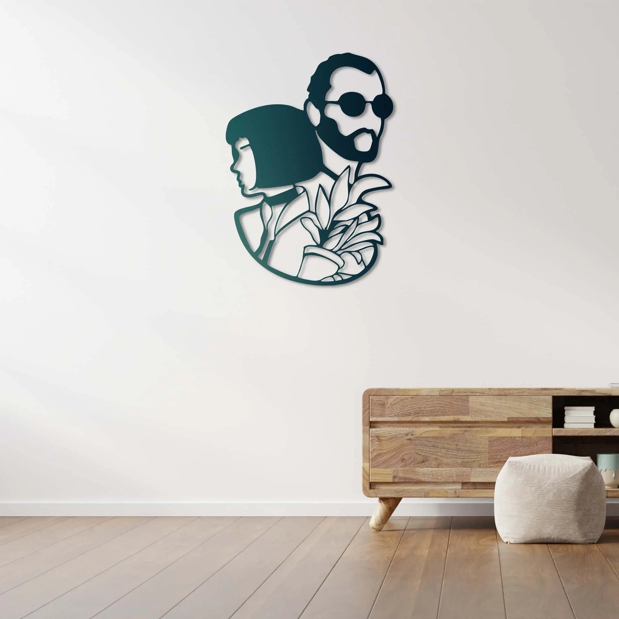 Kadın ve Adam – Minimal Silüet Metal Duvar Dekoru Laser Artique