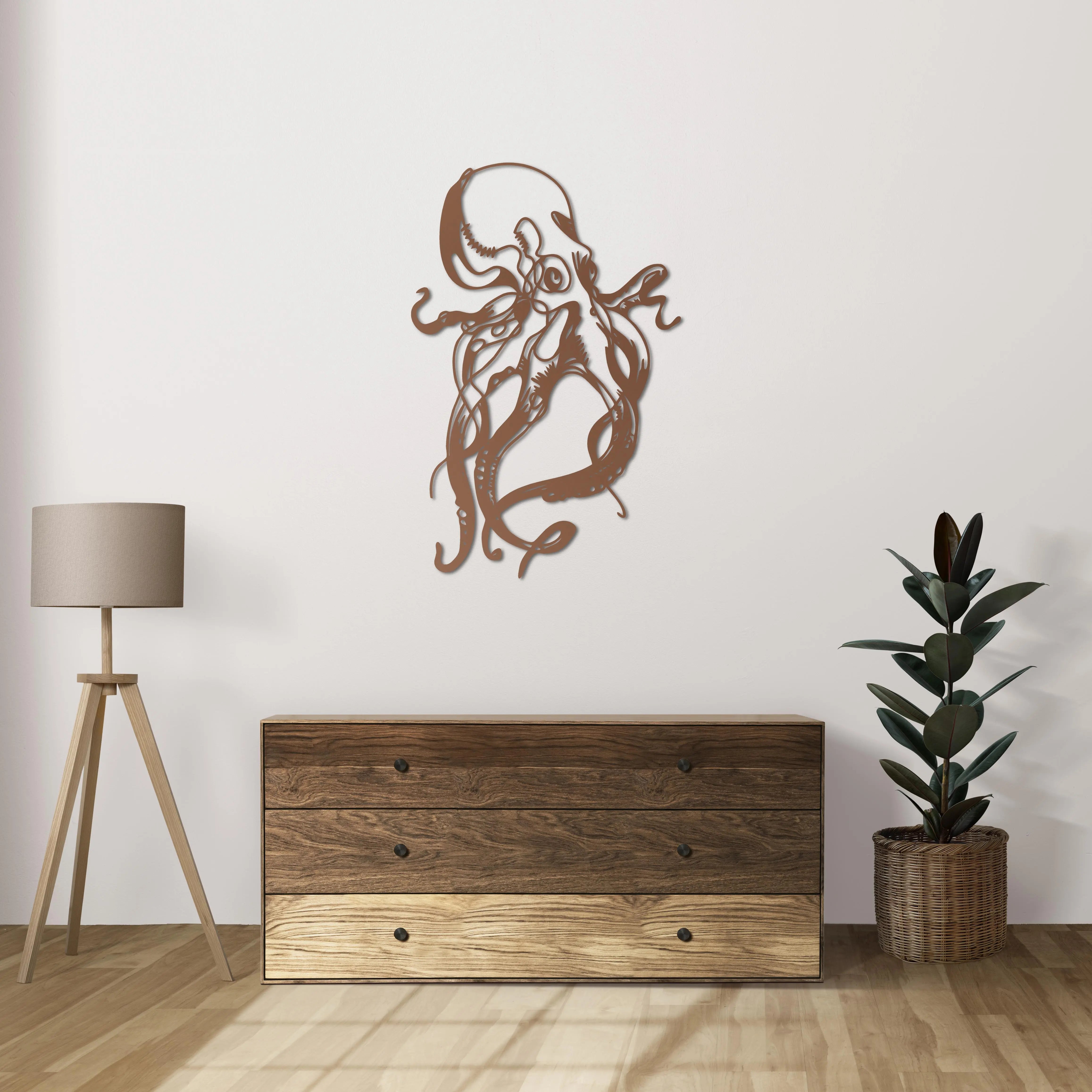 Okyanus’un Efendisi – Ahtapot Metal Duvar Dekoru Laser Artique