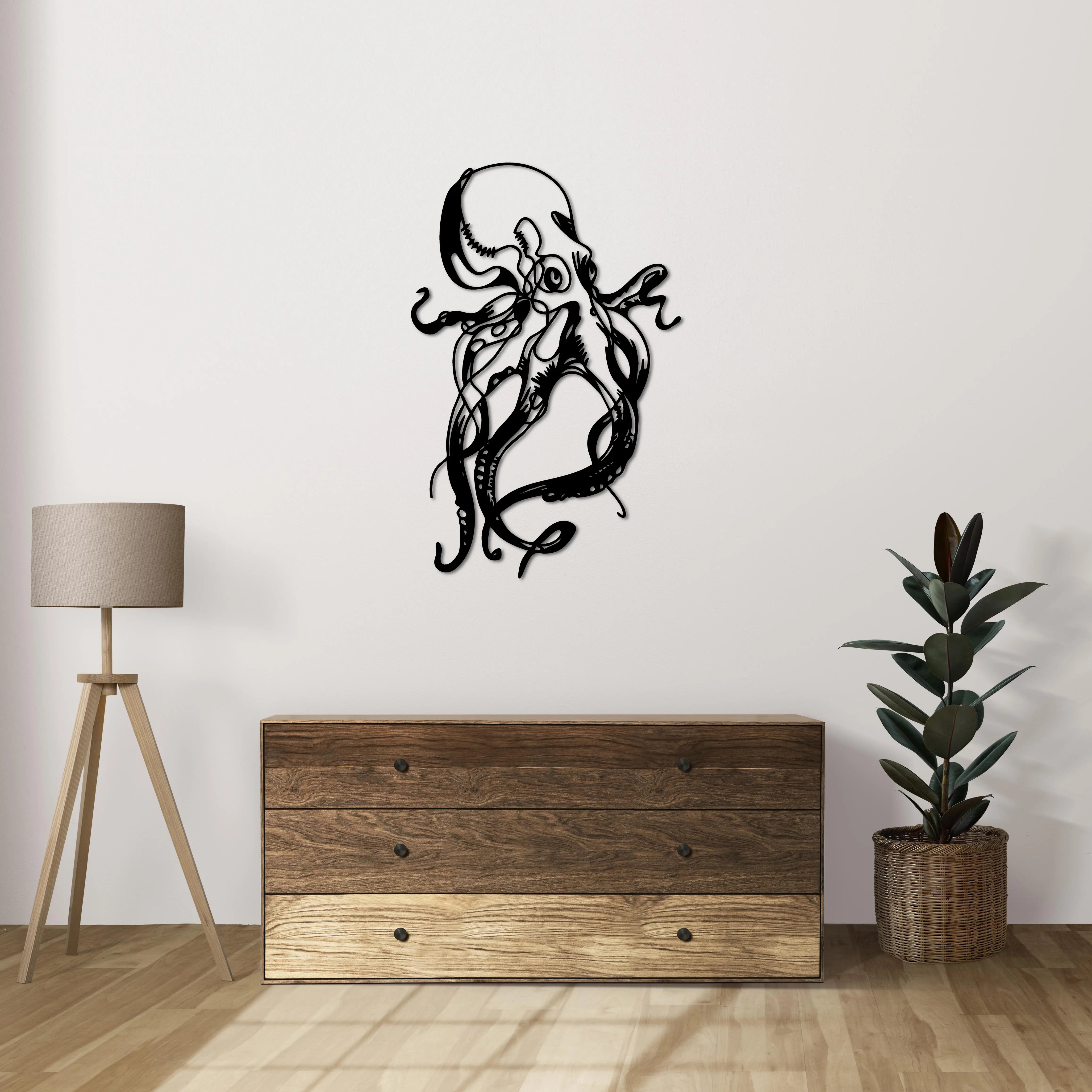 Okyanus’un Efendisi – Ahtapot Metal Duvar Dekoru Laser Artique