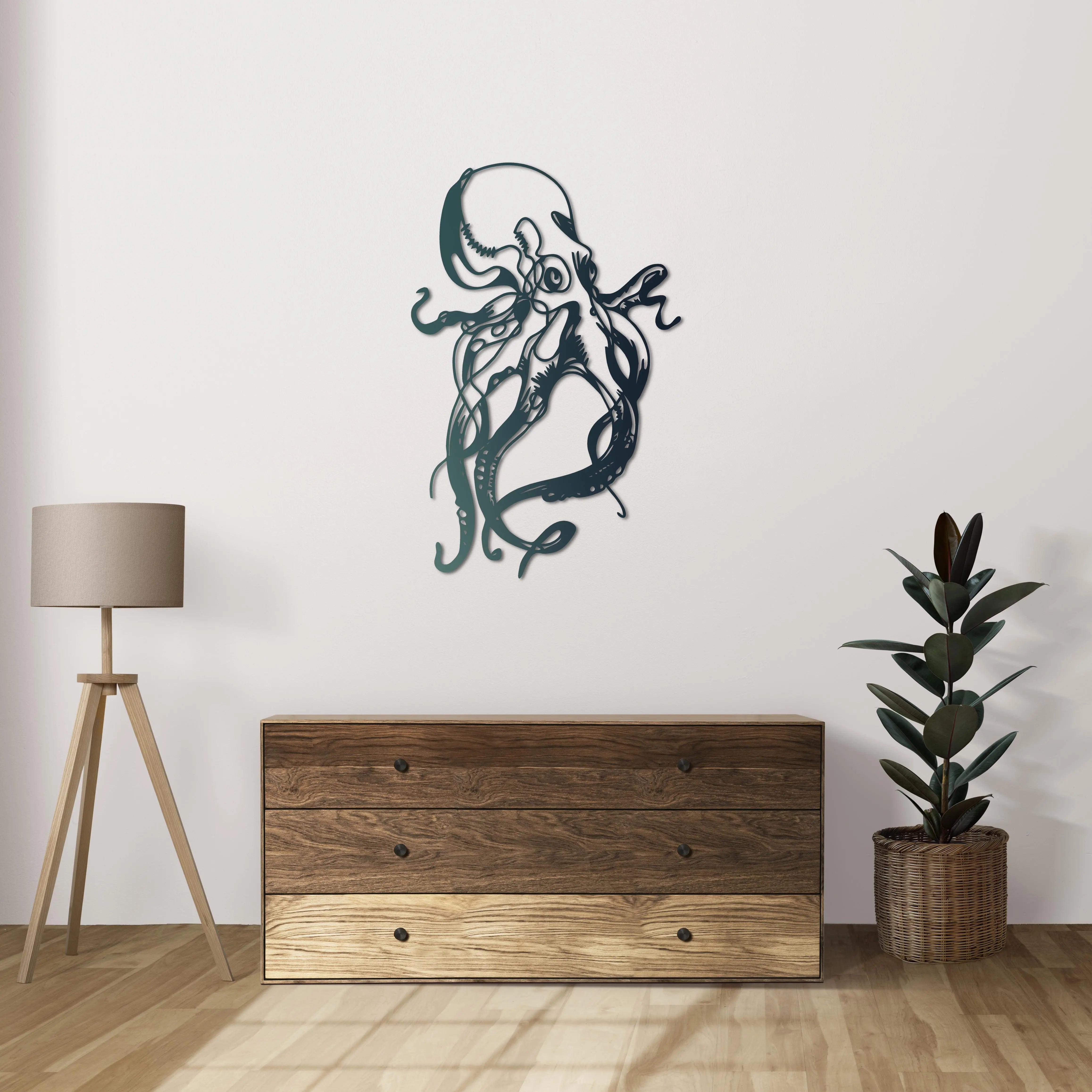 Okyanus’un Efendisi – Ahtapot Metal Duvar Dekoru Laser Artique