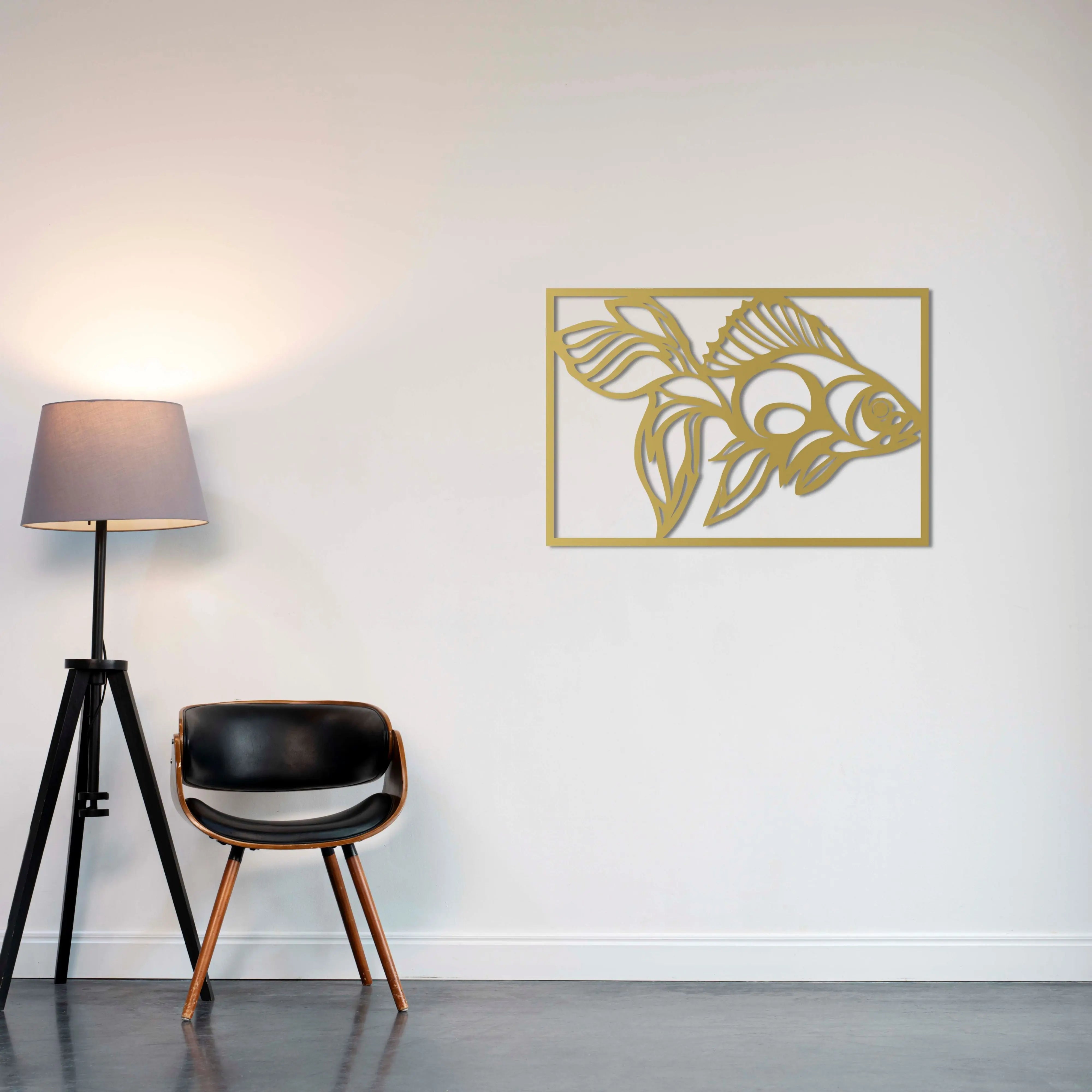 Akıntıya Karşı Balık Metal Duvar Dekoru Laser Artique