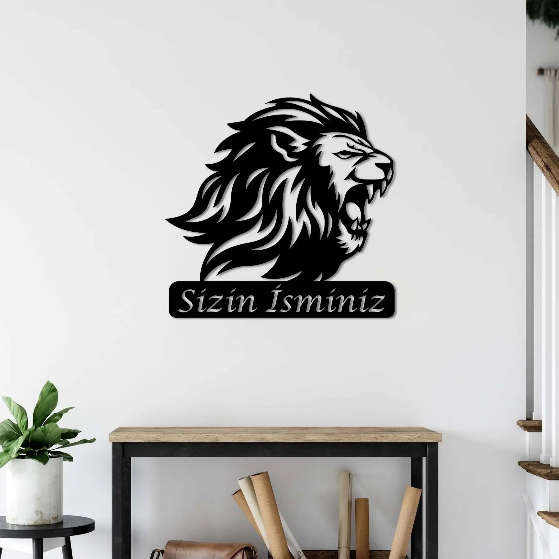 Asaletin Simgesi Aslan Metal Duvar Dekoru Laser Artique