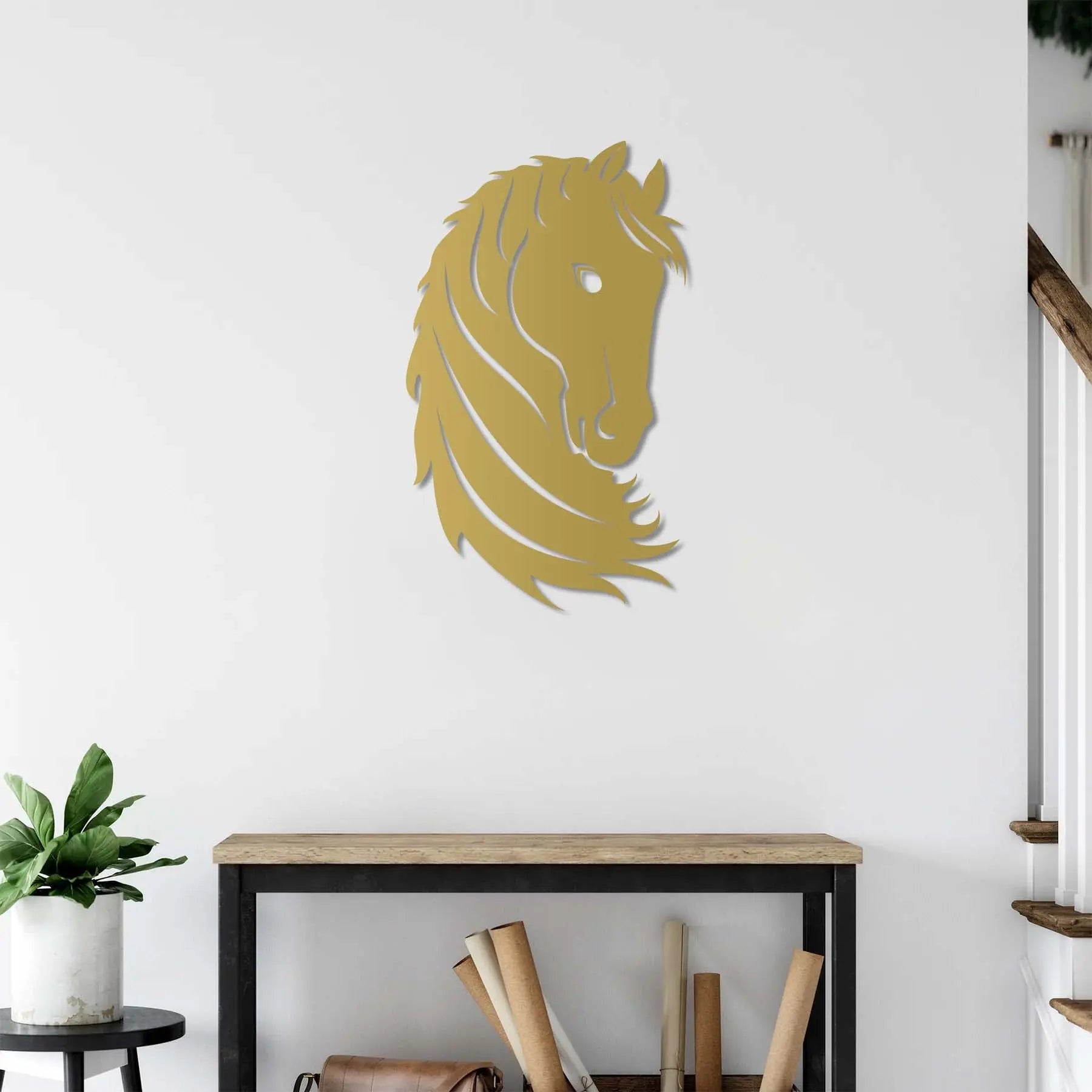 Asil Bakış At Figürü Metal Duvar Dekoru Laser Artique