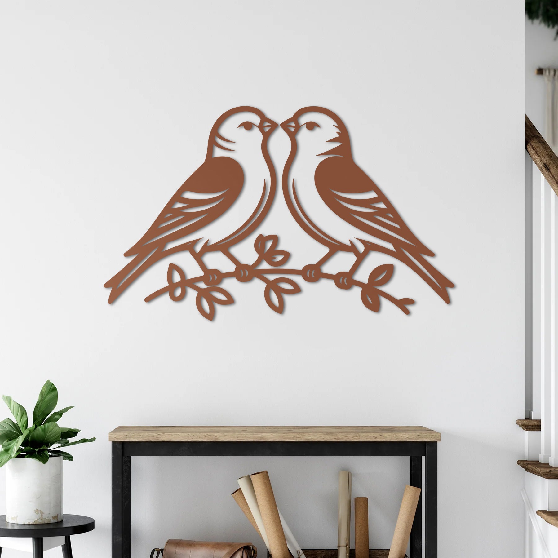 Aşkın Kanatları Kuşlar Metal Duvar Dekoru