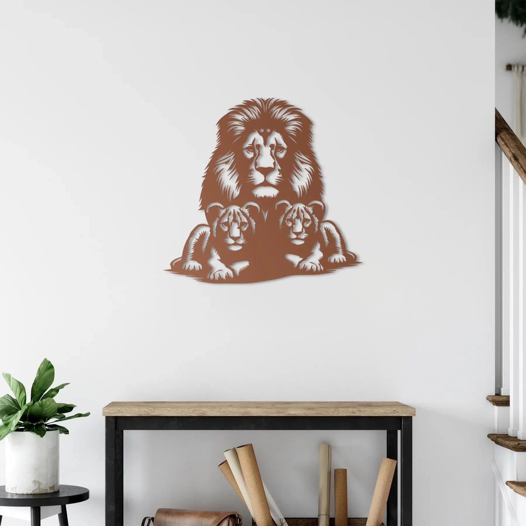 Aslan Ailesi Metal Duvar Dekoru Laser Artique