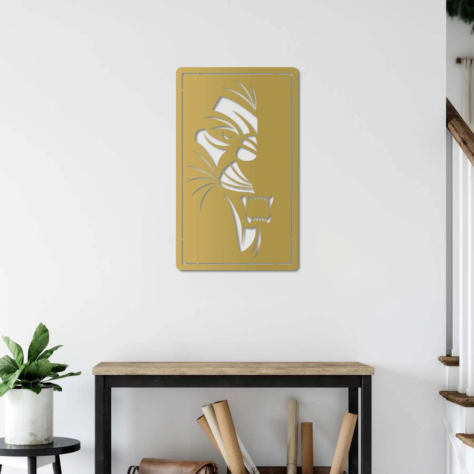 Aslanın Gözleri Metal Duvar Dekoru Laser Artique