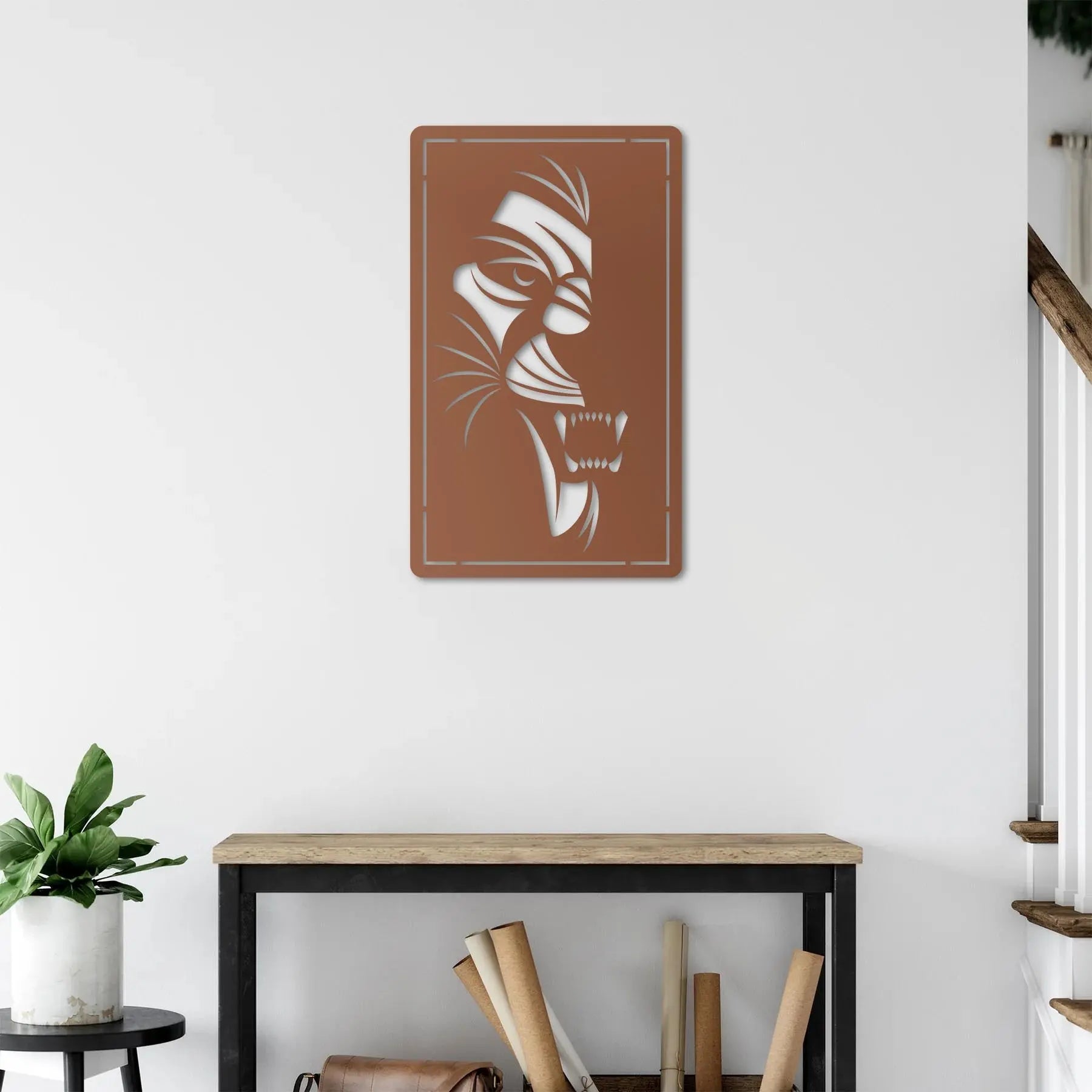 Aslanın Gözleri Metal Duvar Dekoru Laser Artique