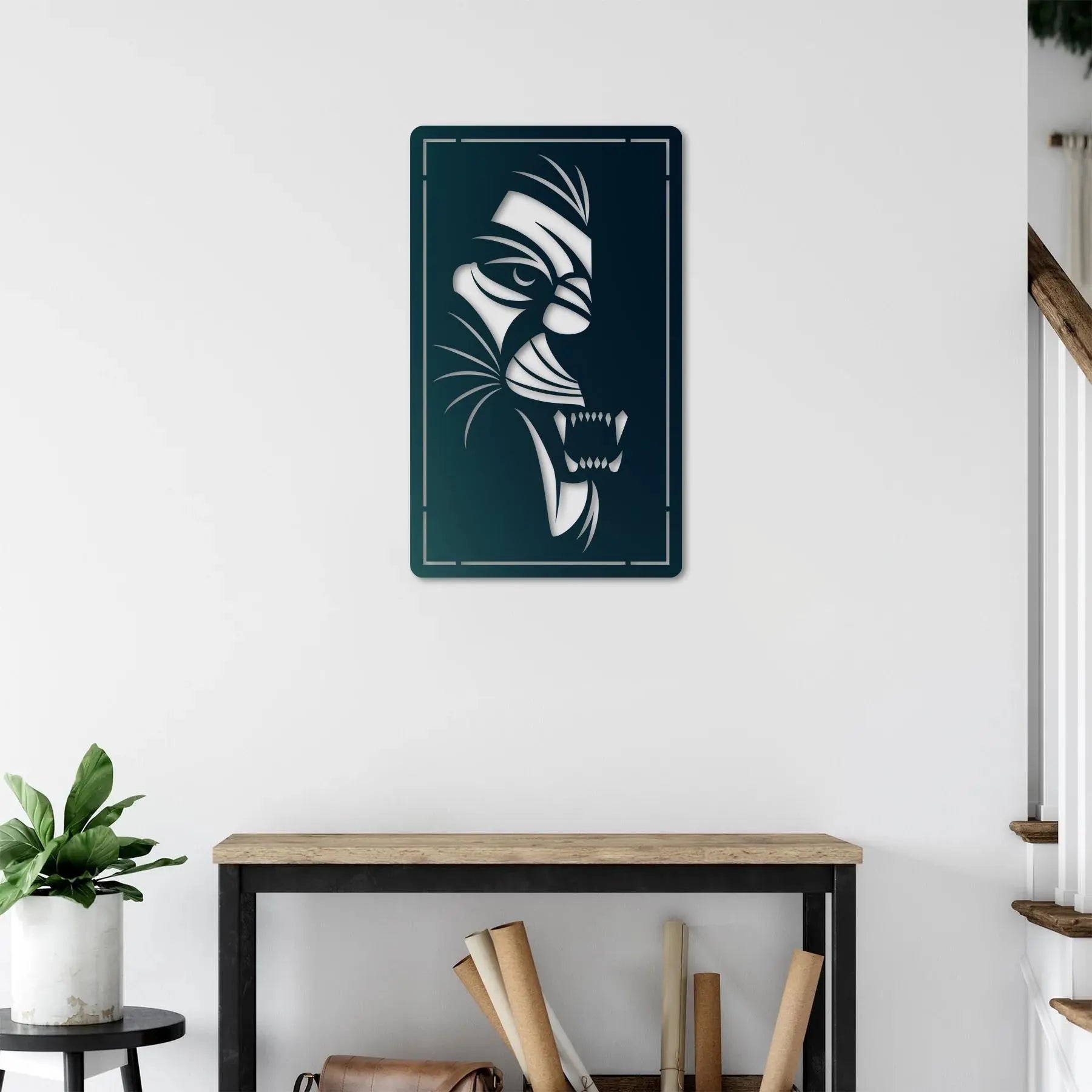 Aslanın Gözleri Metal Duvar Dekoru Laser Artique