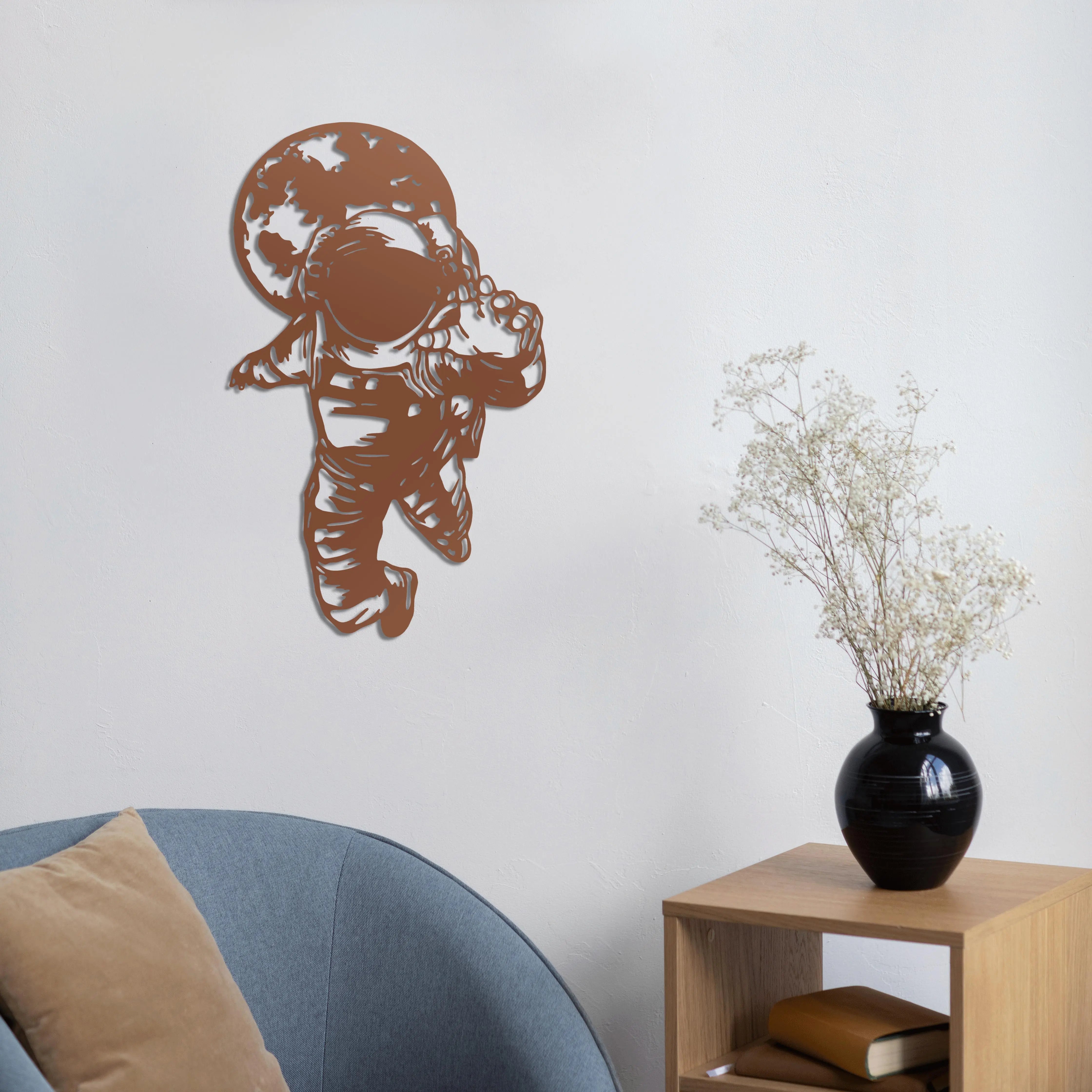 Astronot Rüyası Metal Duvar Dekoru Laser Artique