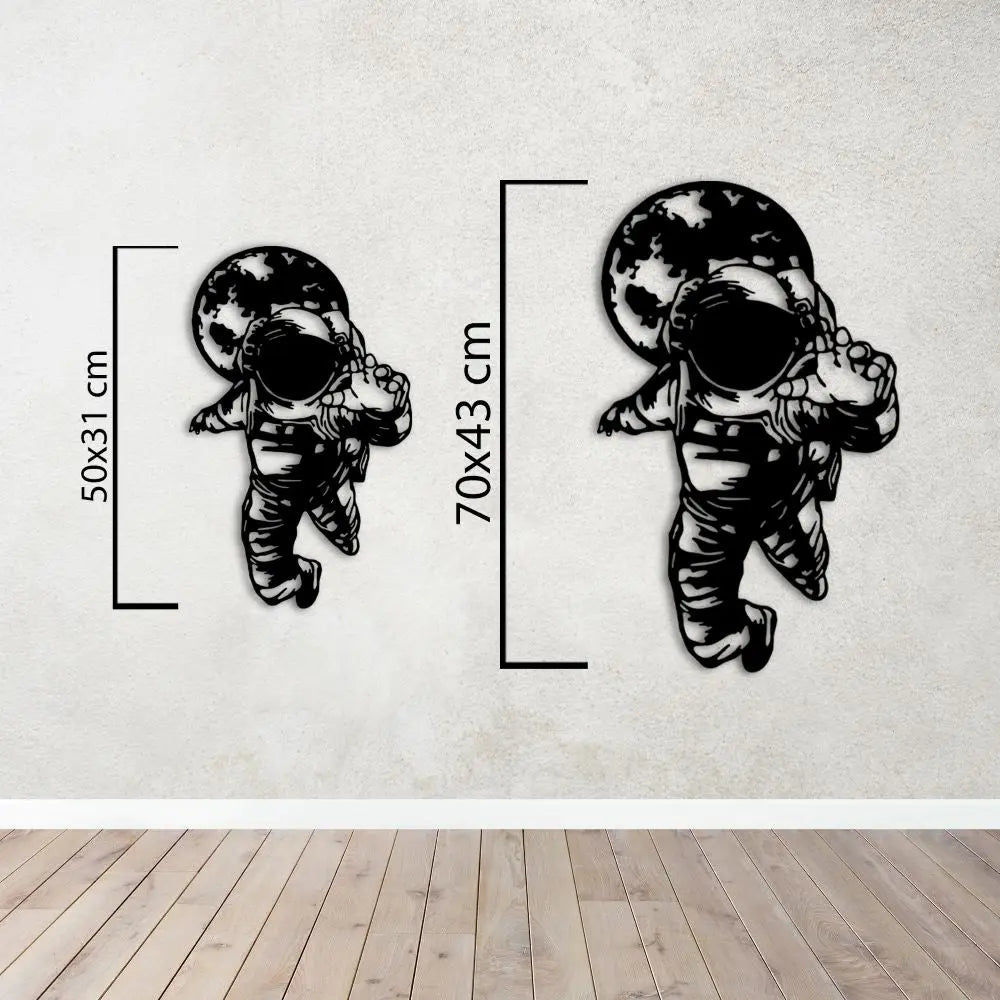 Astronot Rüyası Metal Duvar Dekoru Laser Artique