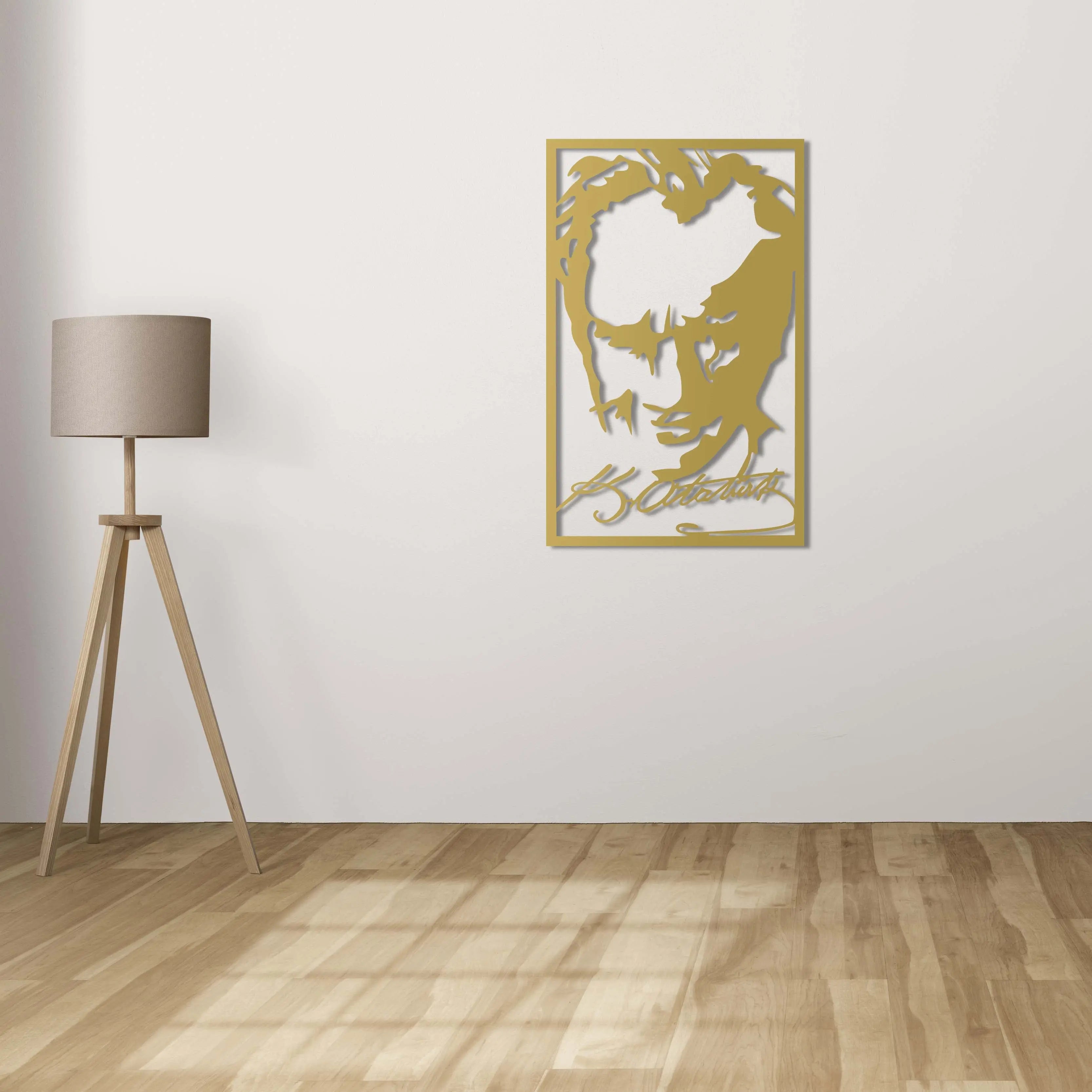 Atatürk İmza ve Portre Metal Duvar Dekoru Laser Artique