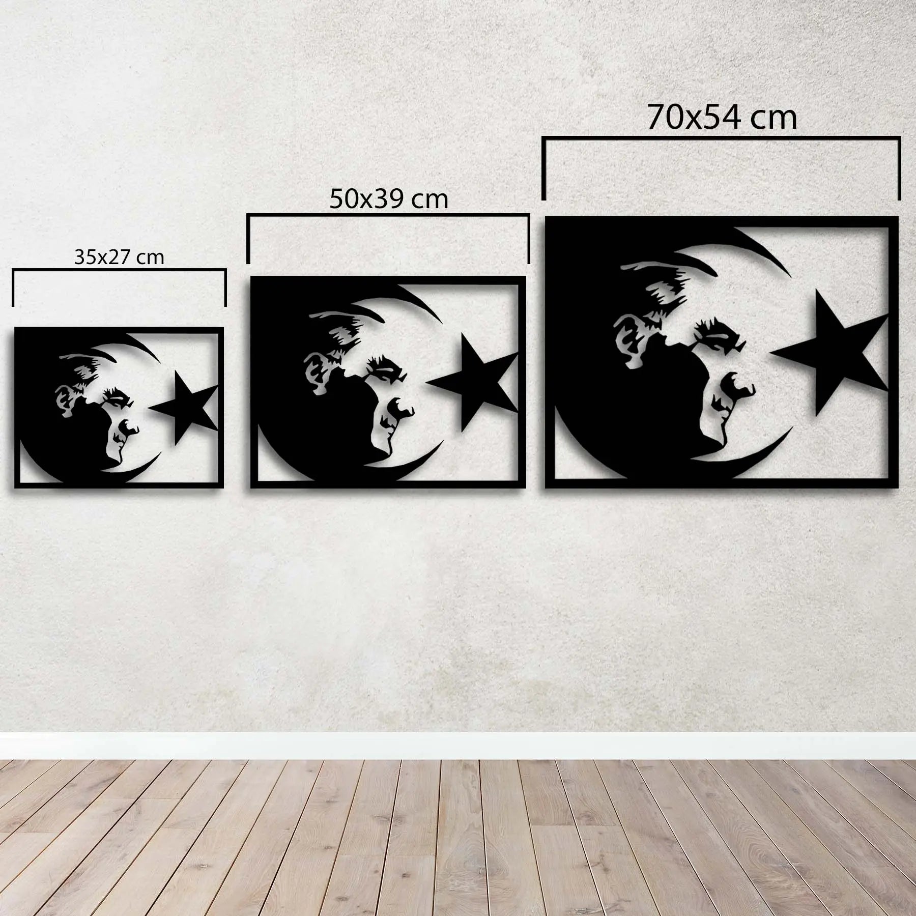 Atatürk ve Bayrak Metal Duvar Dekoru Laser Artique