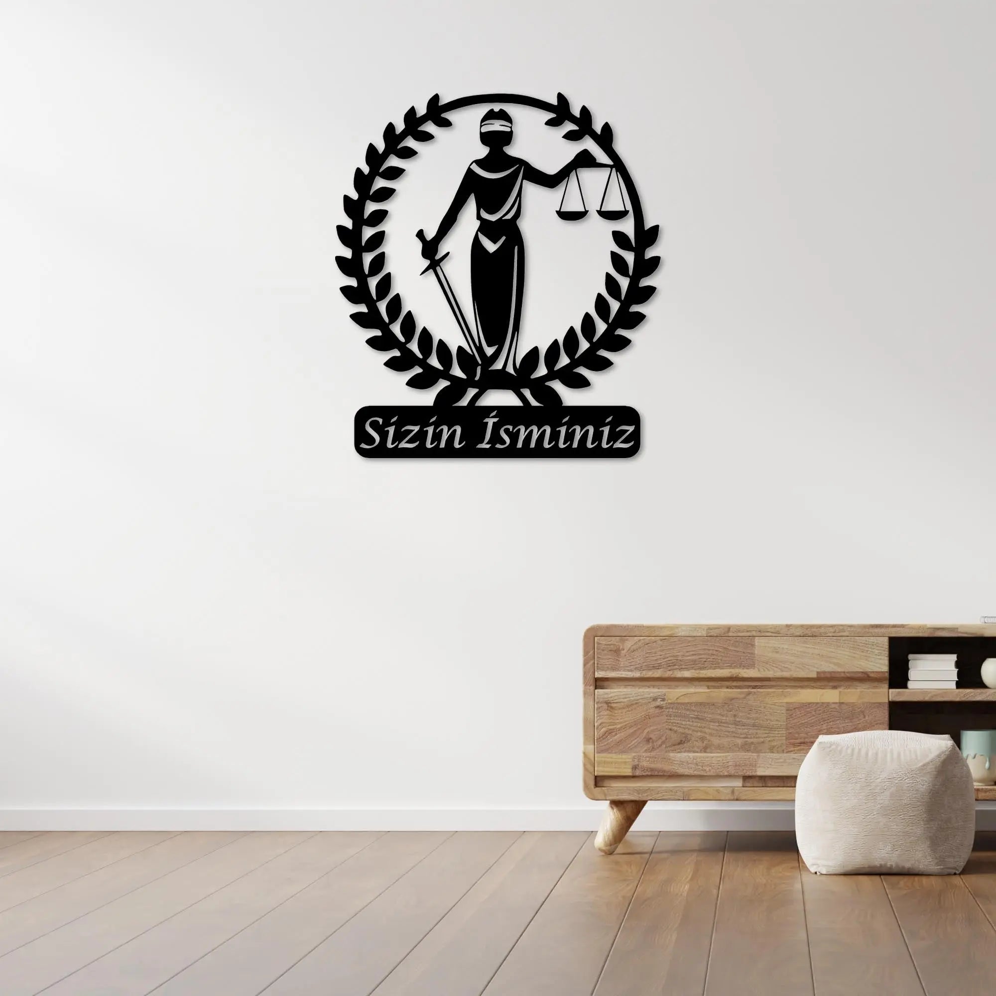 Adaletin Kalbinde Metal Duvar Dekoru Laser Artique