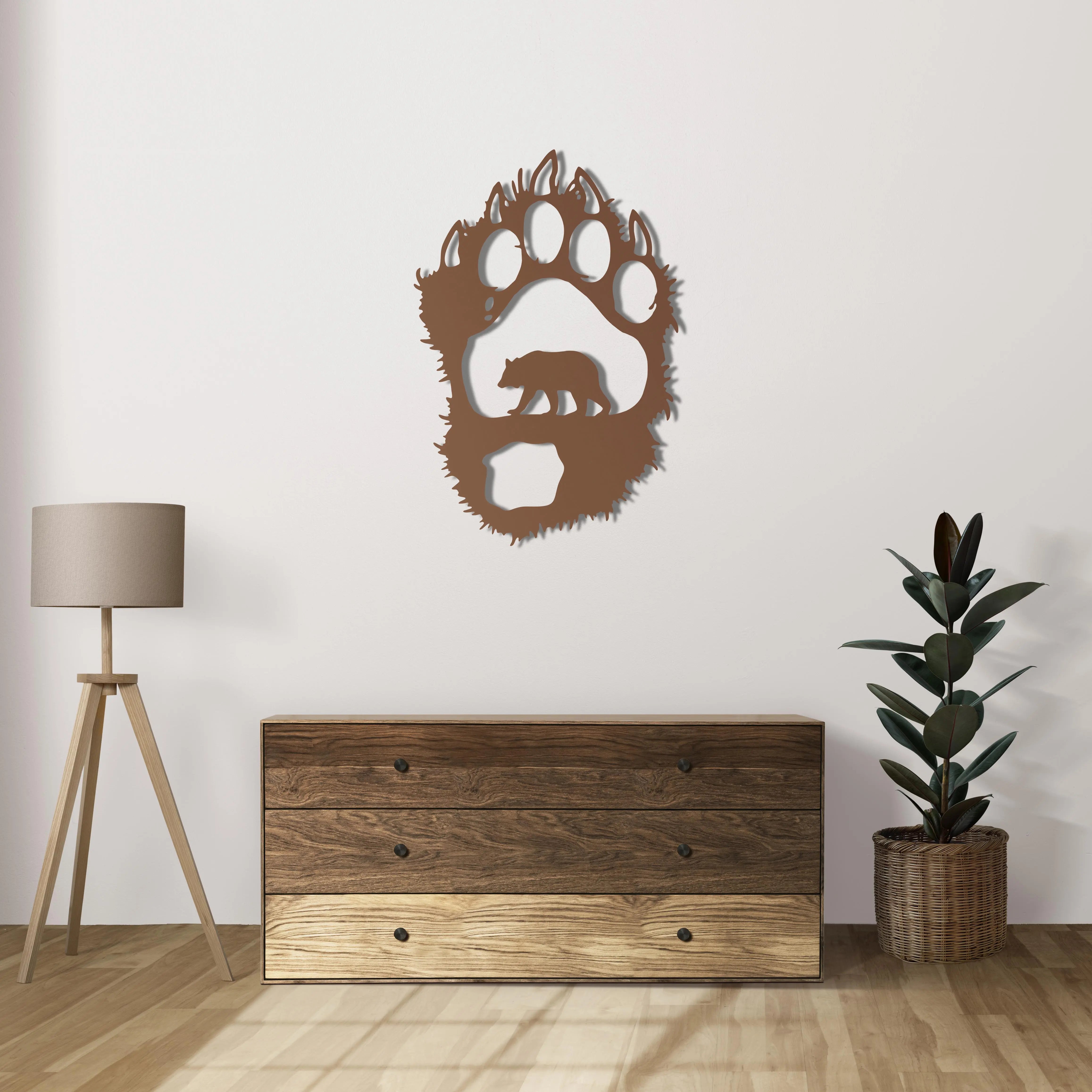 Ayı Patikasının İzleri Metal Duvar Dekoru Laser Artique