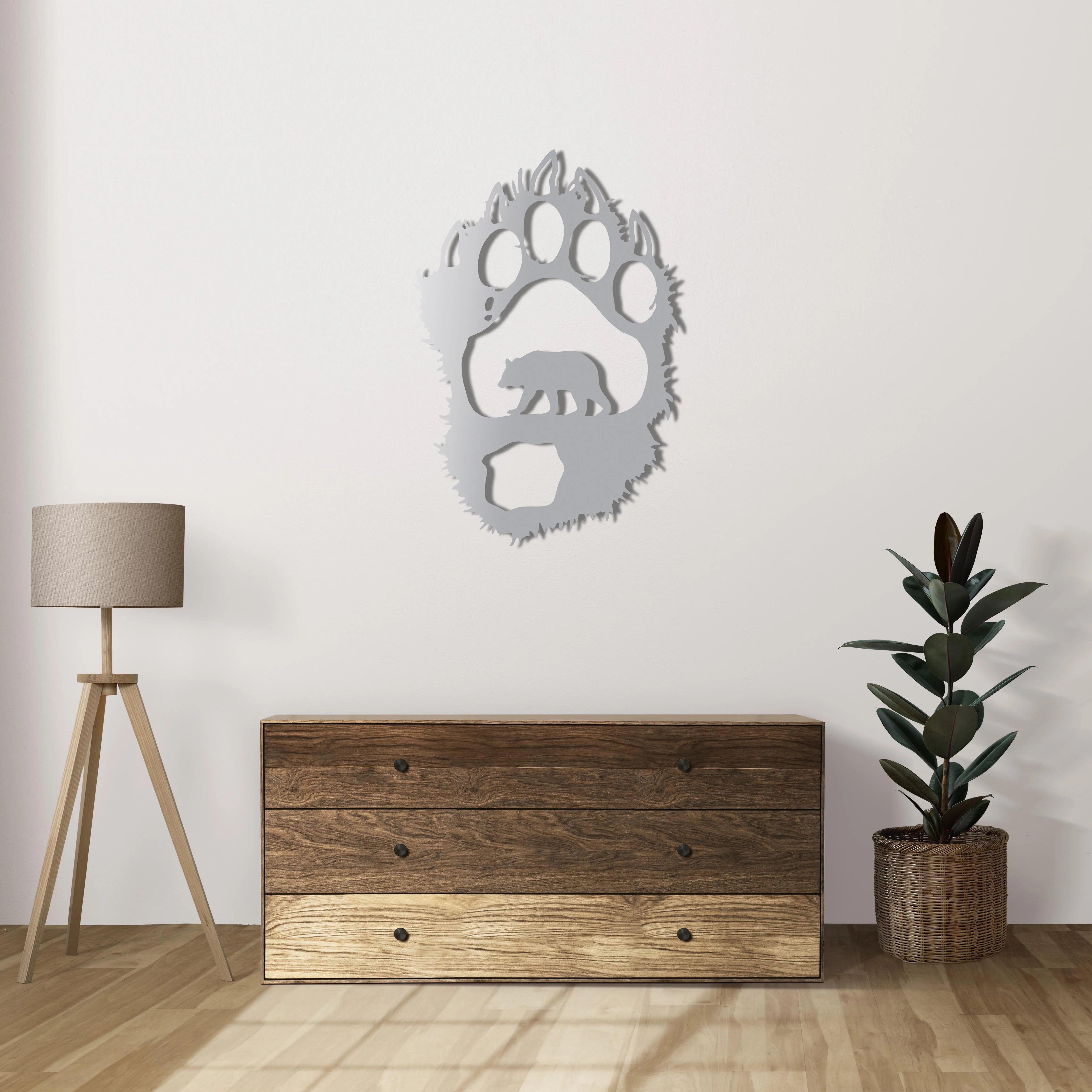 Ayı Patikasının İzleri Metal Duvar Dekoru Laser Artique