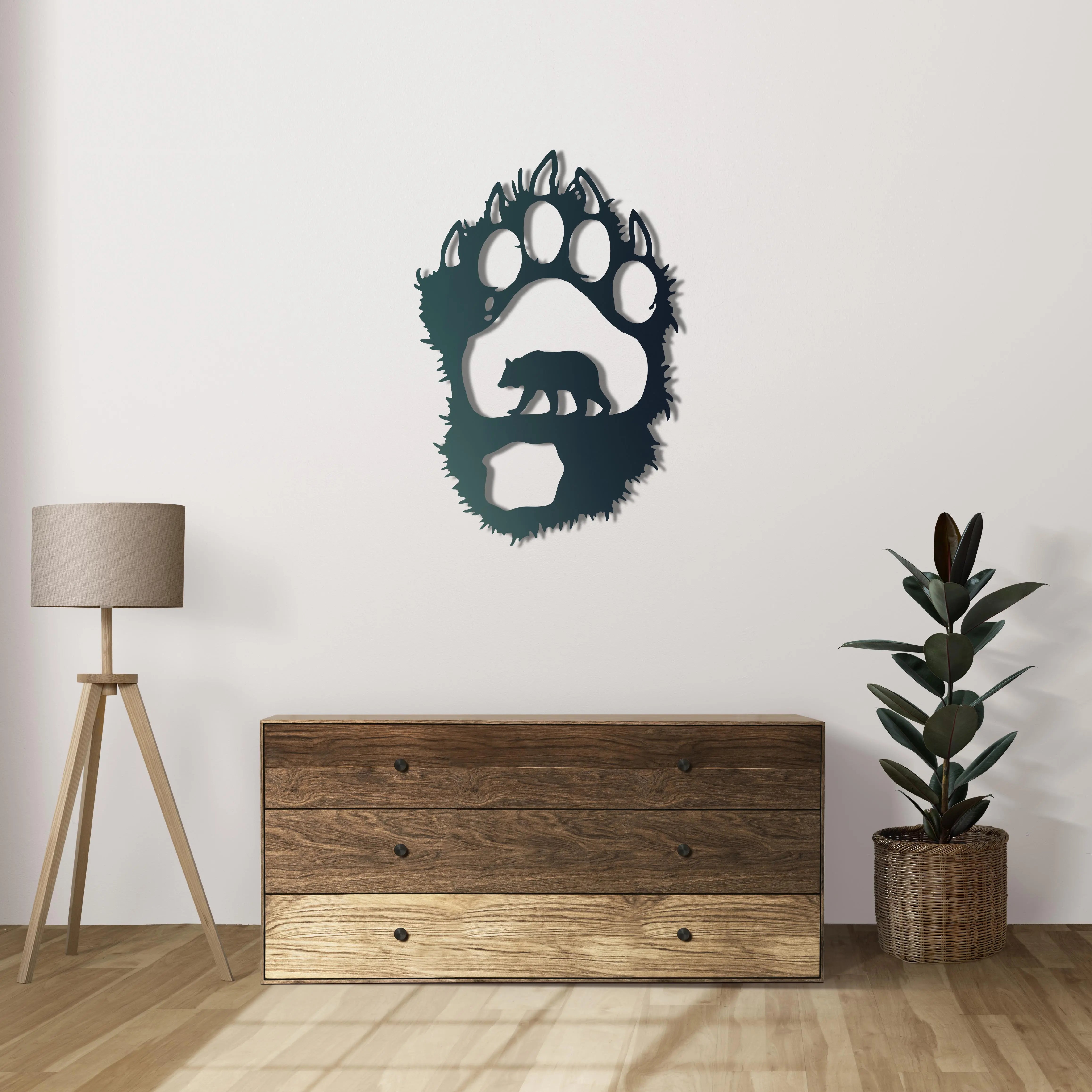 Ayı Patikasının İzleri Metal Duvar Dekoru Laser Artique