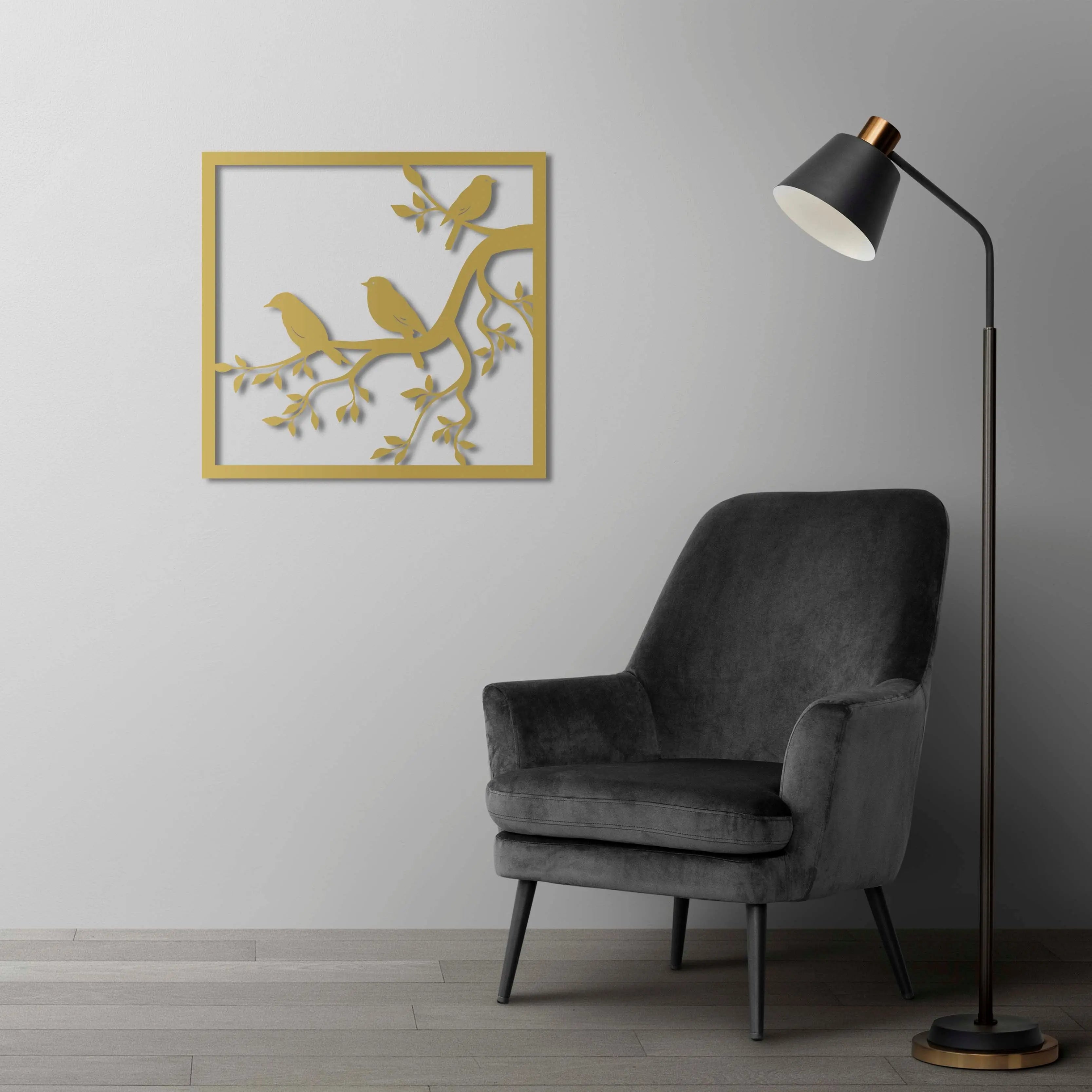 Baharın Ezgisi Kuşlar Metal Duvar Dekoru Laser Artique