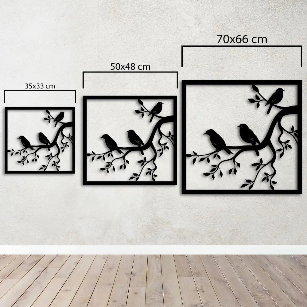 Baharın Ezgisi Kuşlar Metal Duvar Dekoru Laser Artique