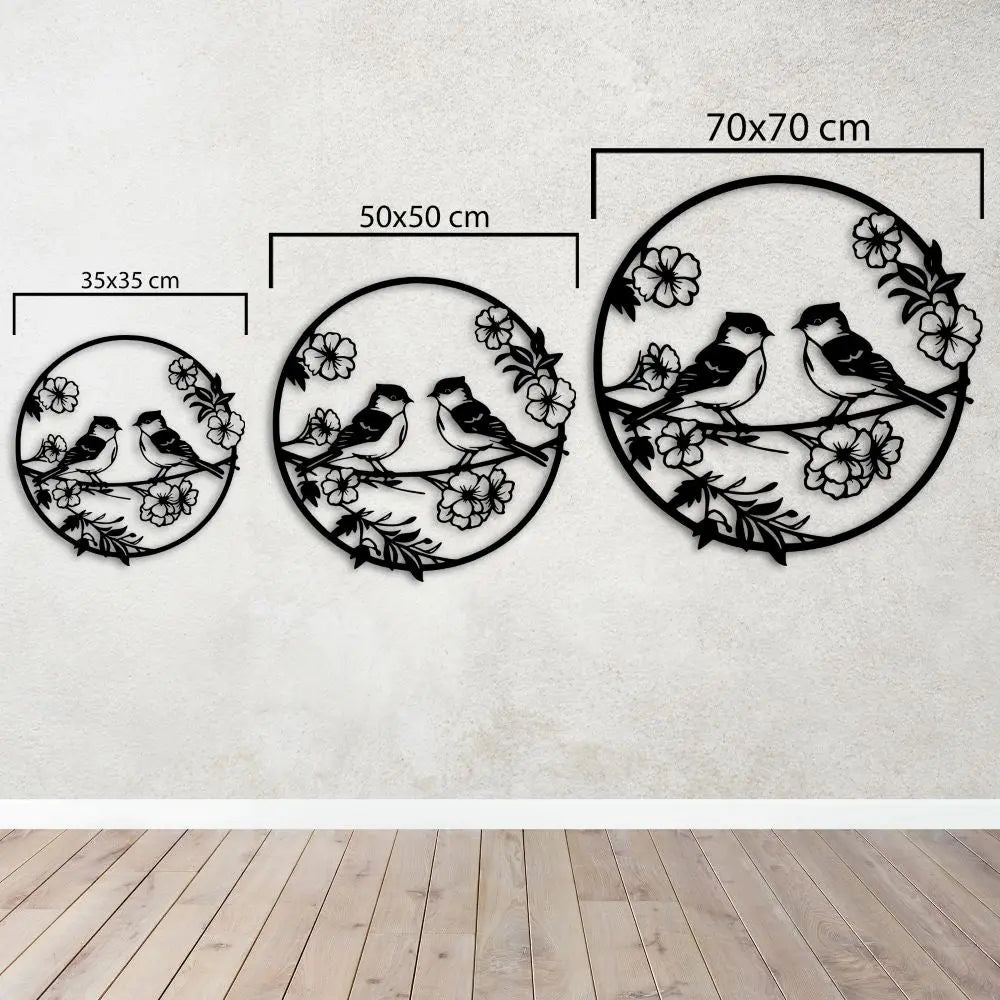 Baharın Sesi Kuşlar Metal Duvar Dekoru Laser Artique