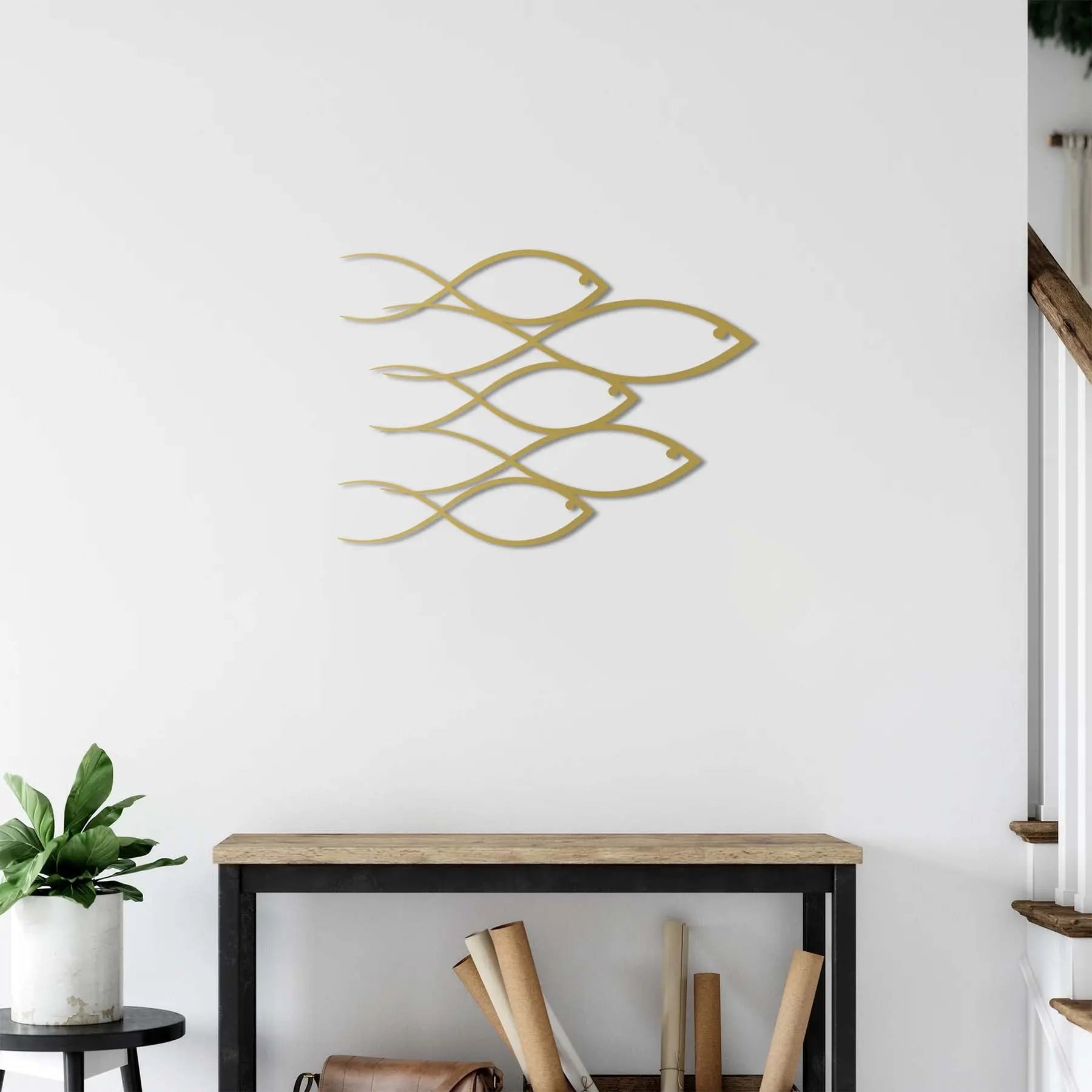 Balık Sarmalı Metal Duvar Dekoru Laser Artique