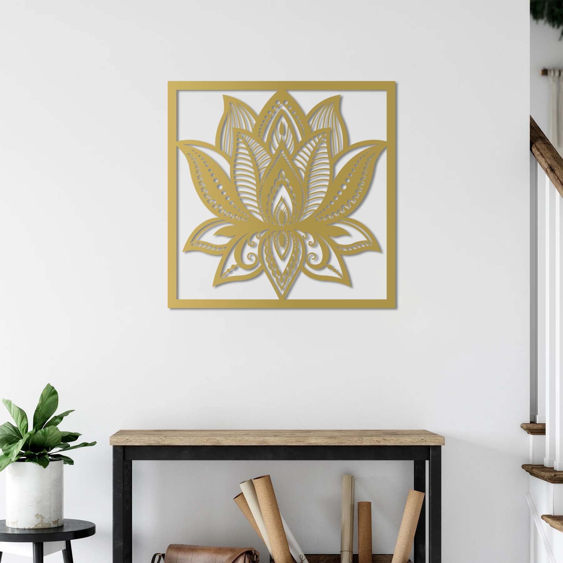Barışın Simgesi: Lotus Çiçeği Metal Duvar Dekoru