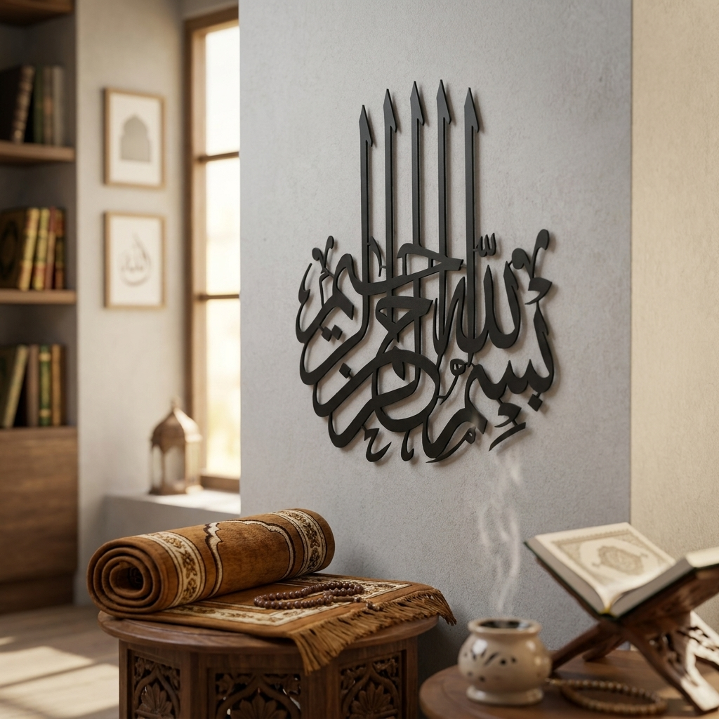 Besmele İslami Metal Duvar Dekoru