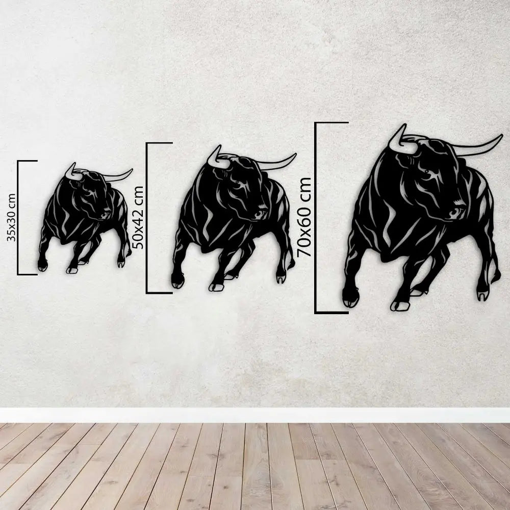 Güçlü Boğa Metal Duvar Dekoru Laser Artique