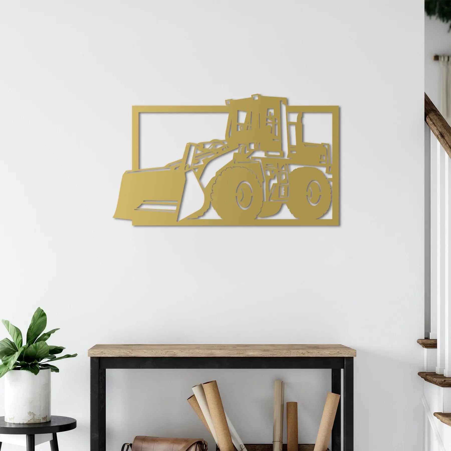 Buldozer Metal Duvar Dekoru Laser Artique