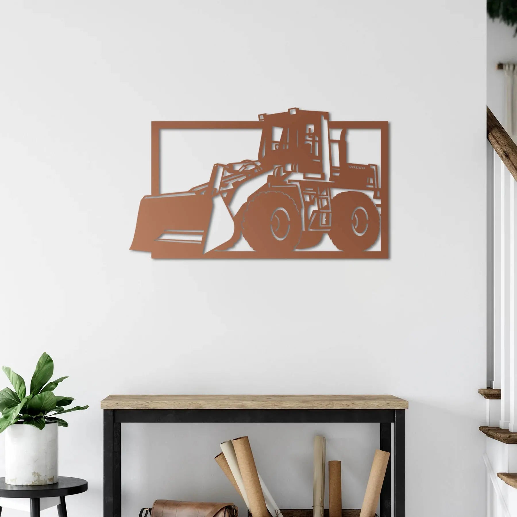 Buldozer Metal Duvar Dekoru Laser Artique