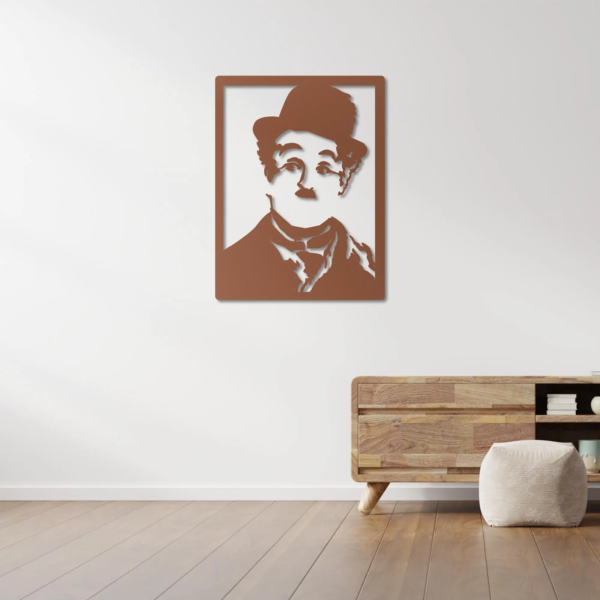 Charlie Chaplin Metal Duvar Dekoru Laser Artique