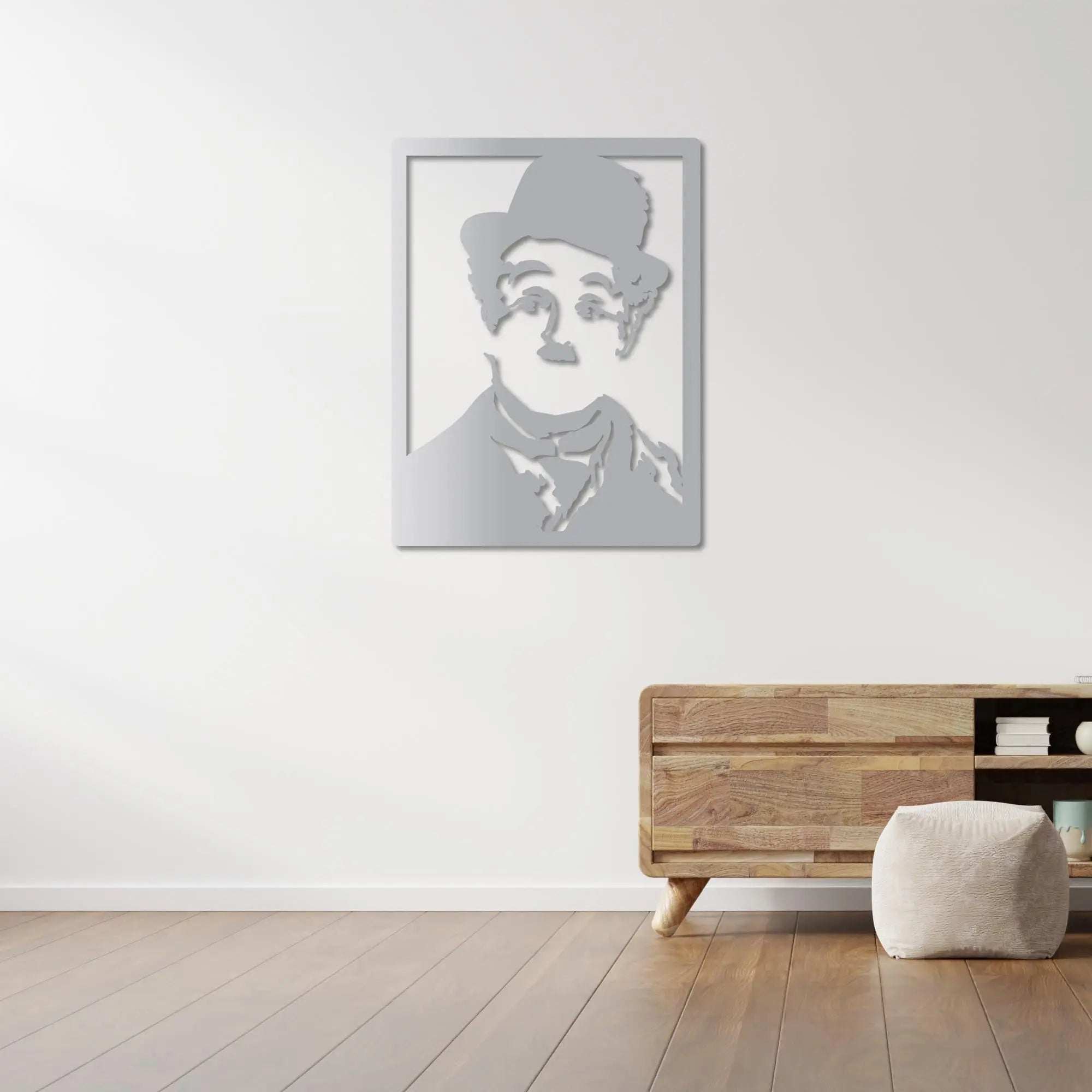 Charlie Chaplin Metal Duvar Dekoru Laser Artique