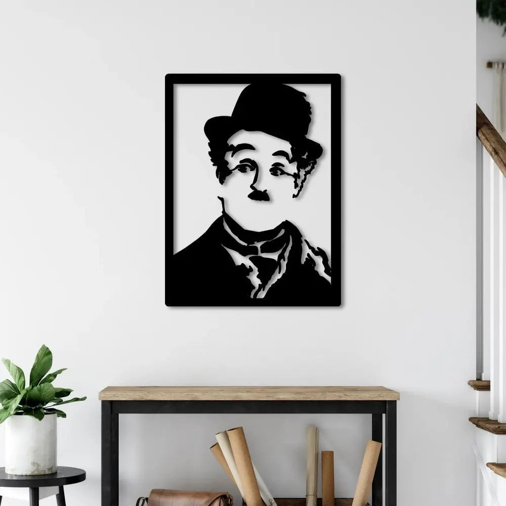 Charlie Chaplin Metal Duvar Dekoru Laser Artique