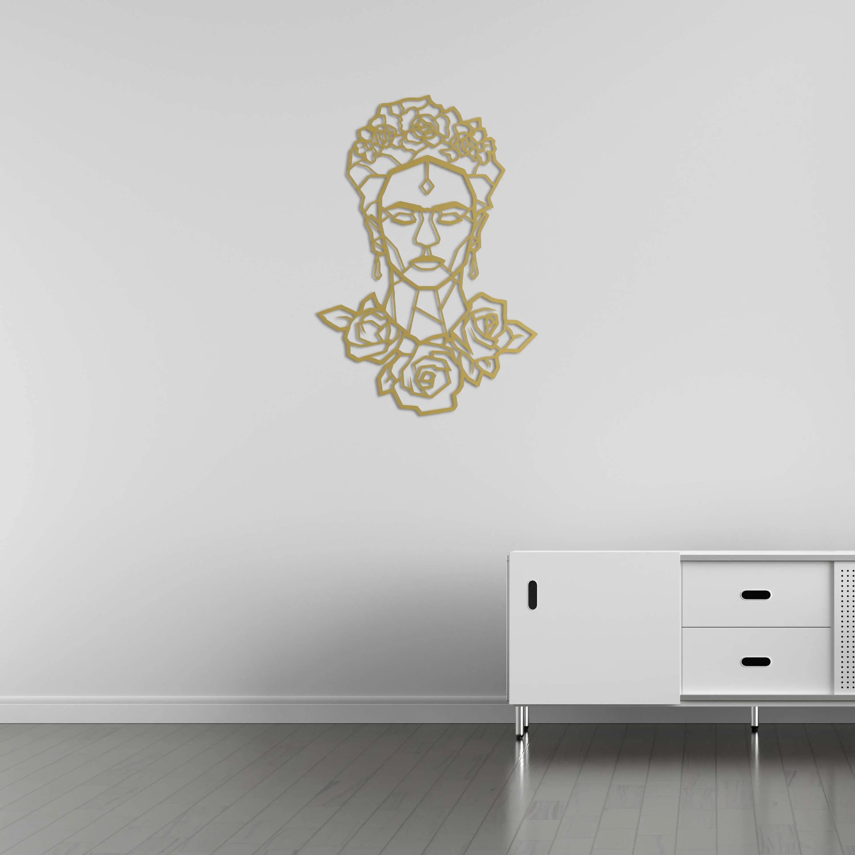 Çiçeklerin Kraliçesi Frida Kahlo Metal Duvar Dekoru Laser Artique