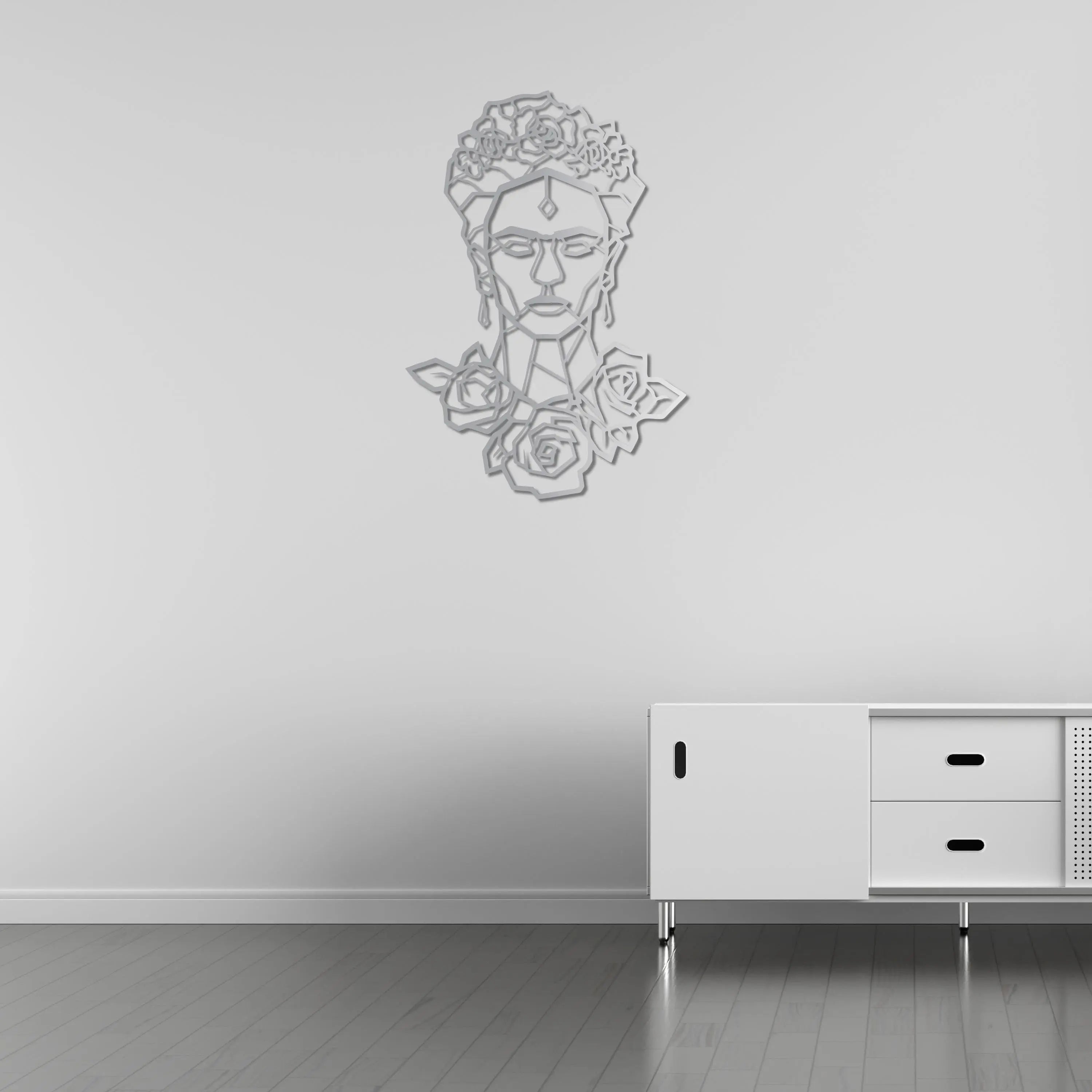 Çiçeklerin Kraliçesi Frida Kahlo Metal Duvar Dekoru Laser Artique