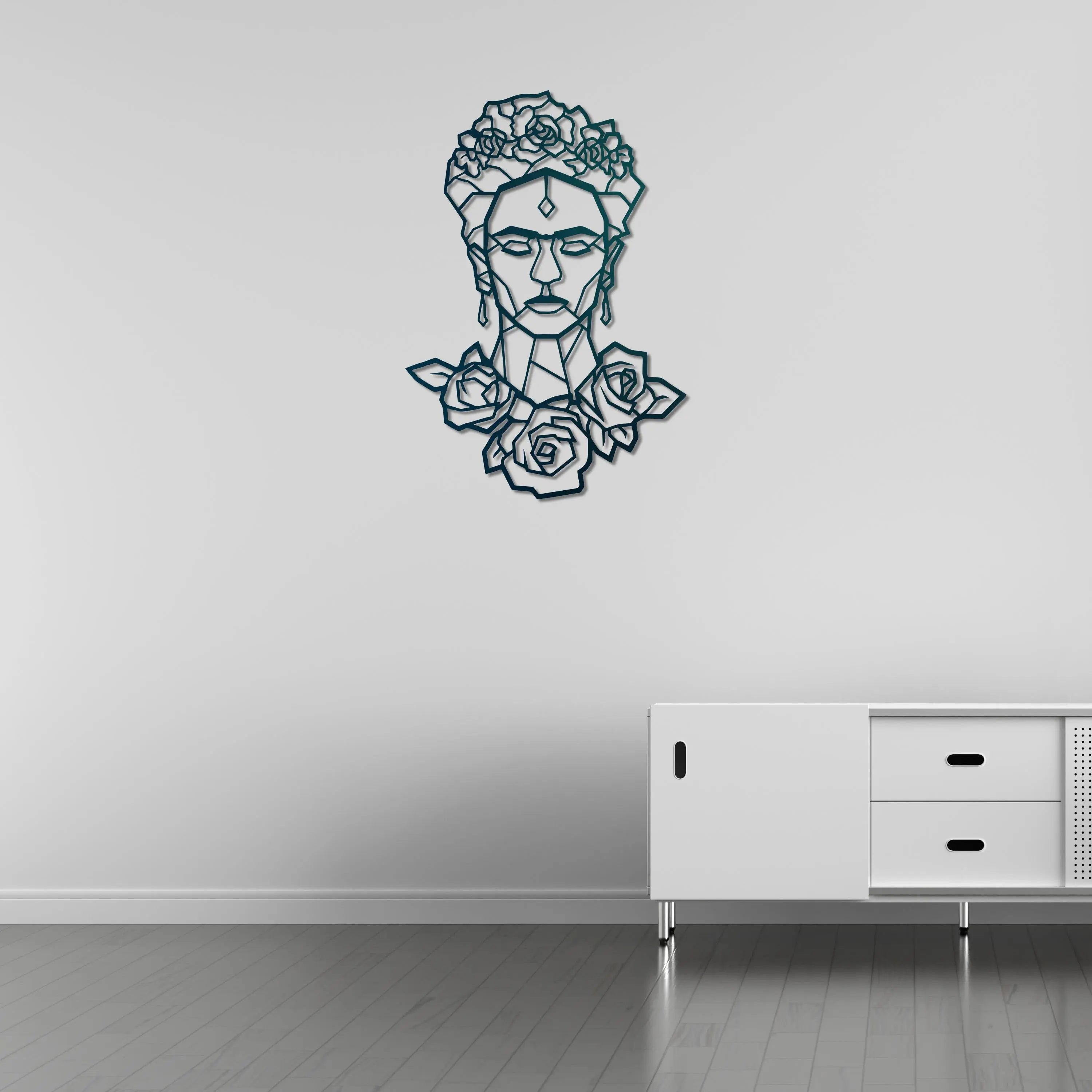 Çiçeklerin Kraliçesi Frida Kahlo Metal Duvar Dekoru Laser Artique