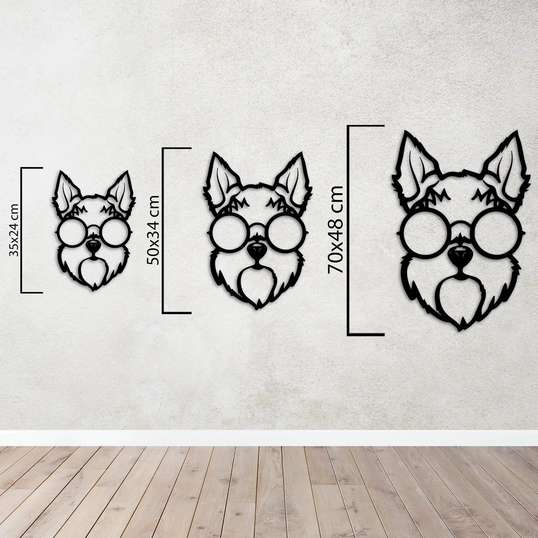 Cool Pup Gözlüklü Köpek Metal Duvar Dekoru Laser Artique