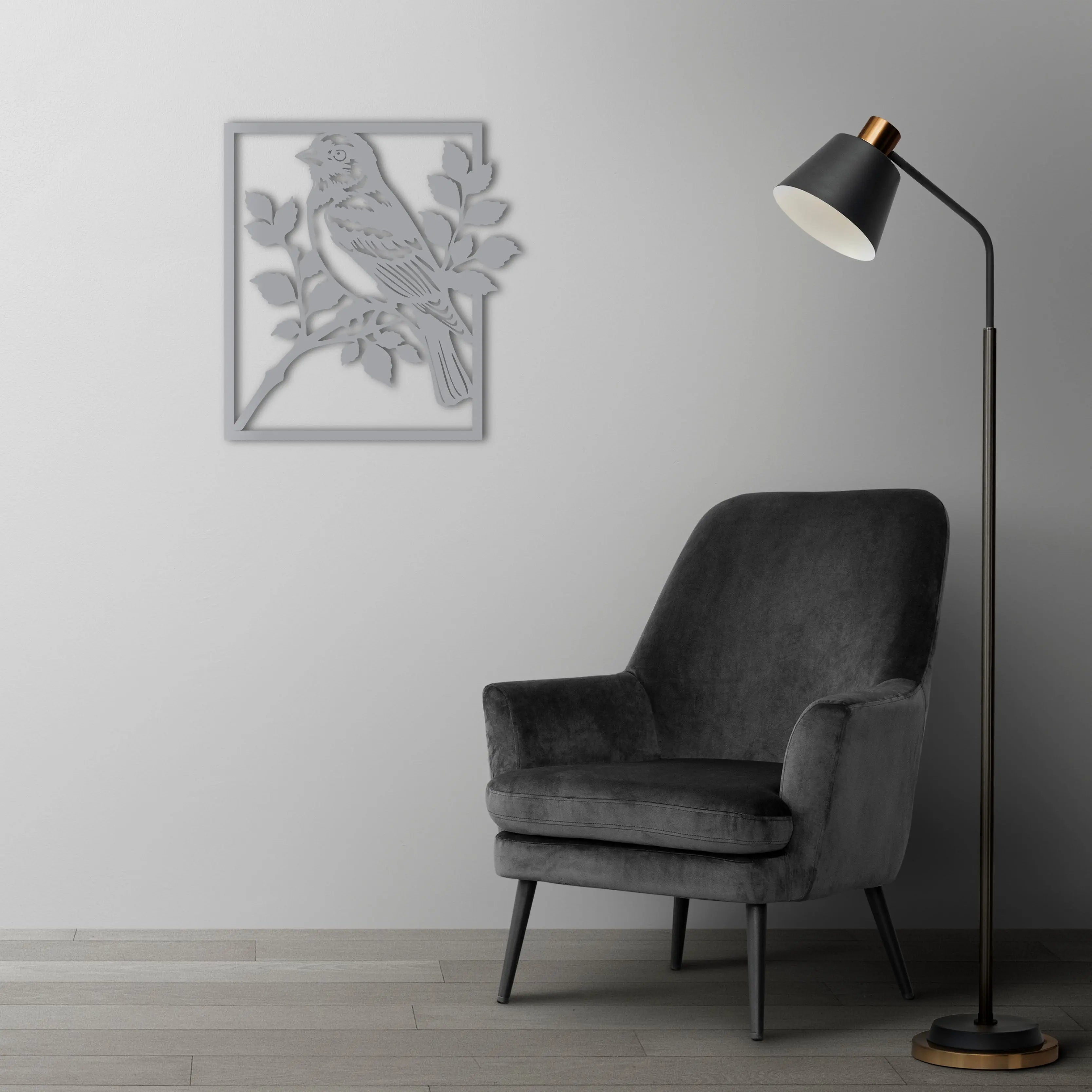 Doğa Şarkısı Kuş Metal Duvar Dekoru Laser Artique