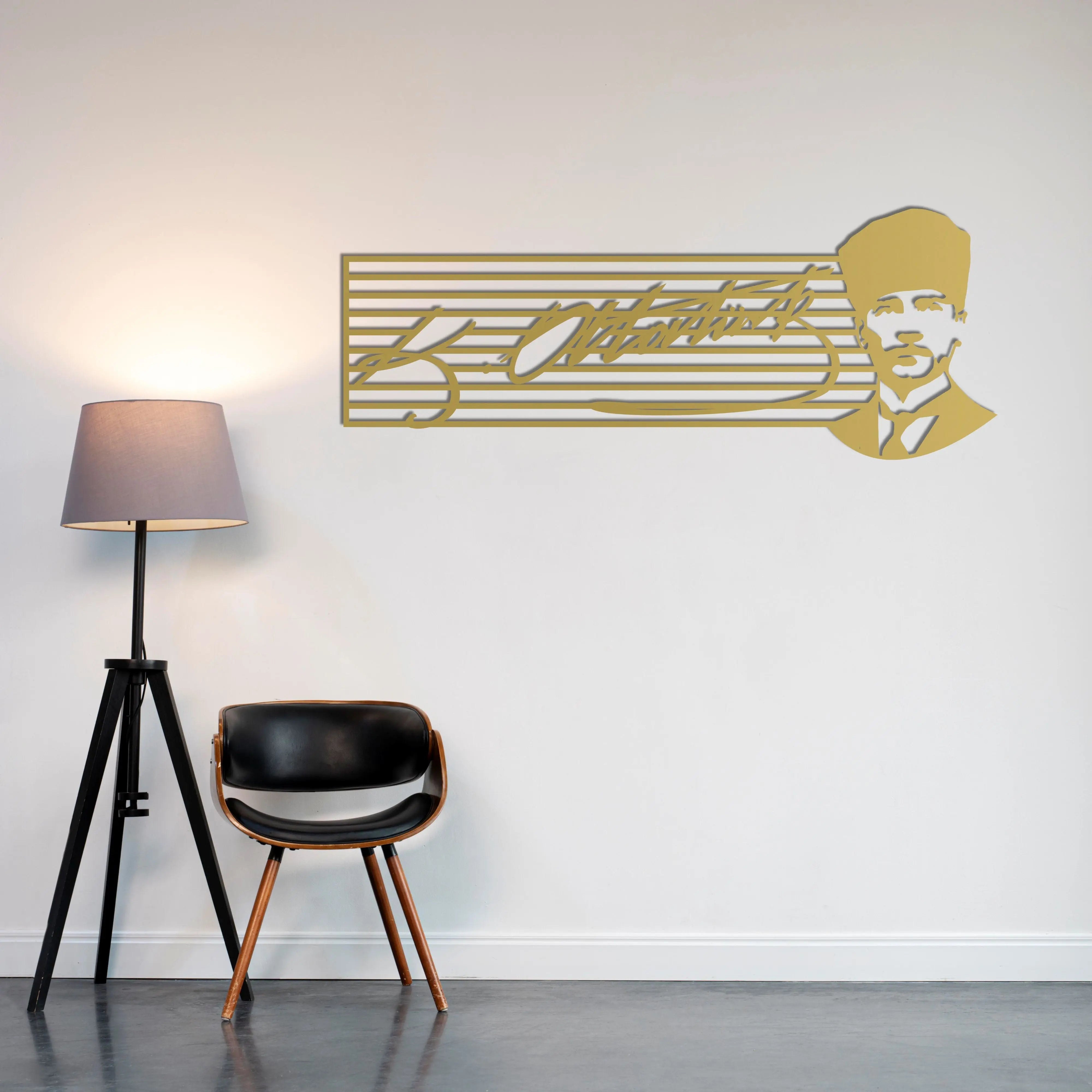 İmzanla Sonsuza Atatürk Metal Duvar Dekoru Laser Artique