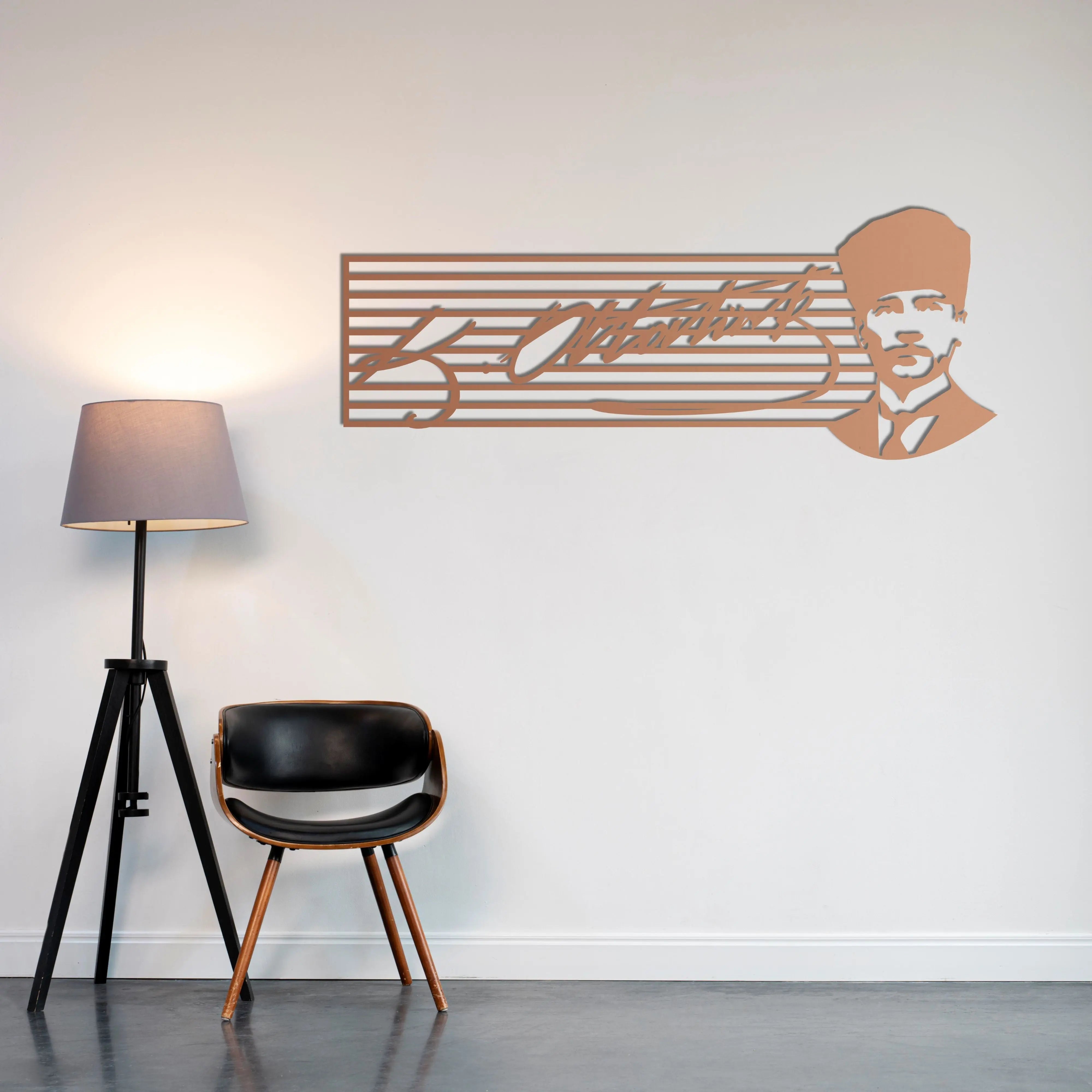 İmzanla Sonsuza Atatürk Metal Duvar Dekoru Laser Artique