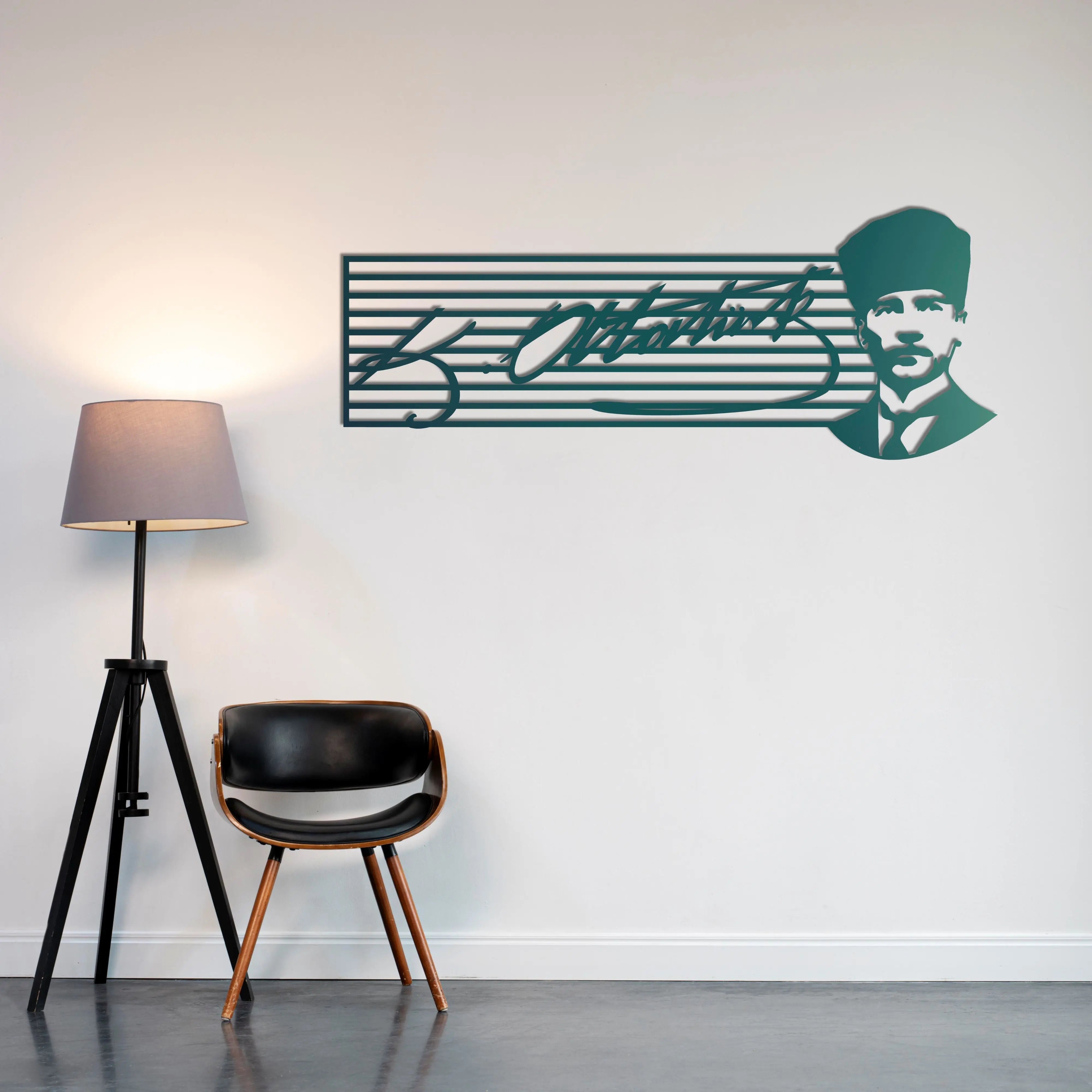 İmzanla Sonsuza Atatürk Metal Duvar Dekoru Laser Artique